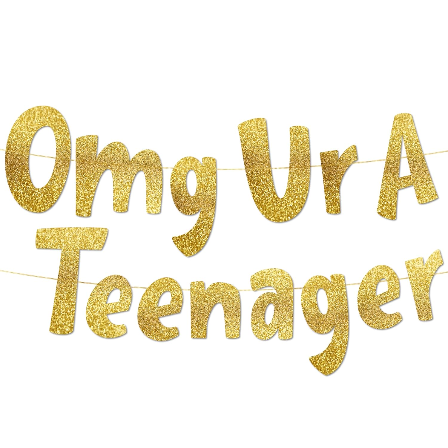 OMG Ur a Teenager Gold Glitter Banner - 13Th Birthday Decorations, Favors and Supplies image number 2