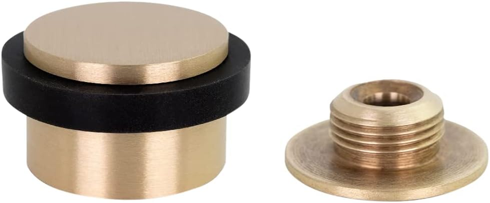 EVI | Adhesive Doorstop | Threaded Base | 0.8'' X 1.1'' | Natural Silicone | Brass Finished | Simple Fixation | 100% Functional | Mod. I-103/28 (Brass Mate - Black Rubber)