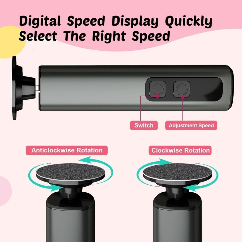 Electric Callus Remover Powerful Hand Foot File Grinder Sander Machine 9-Speeds image number 4