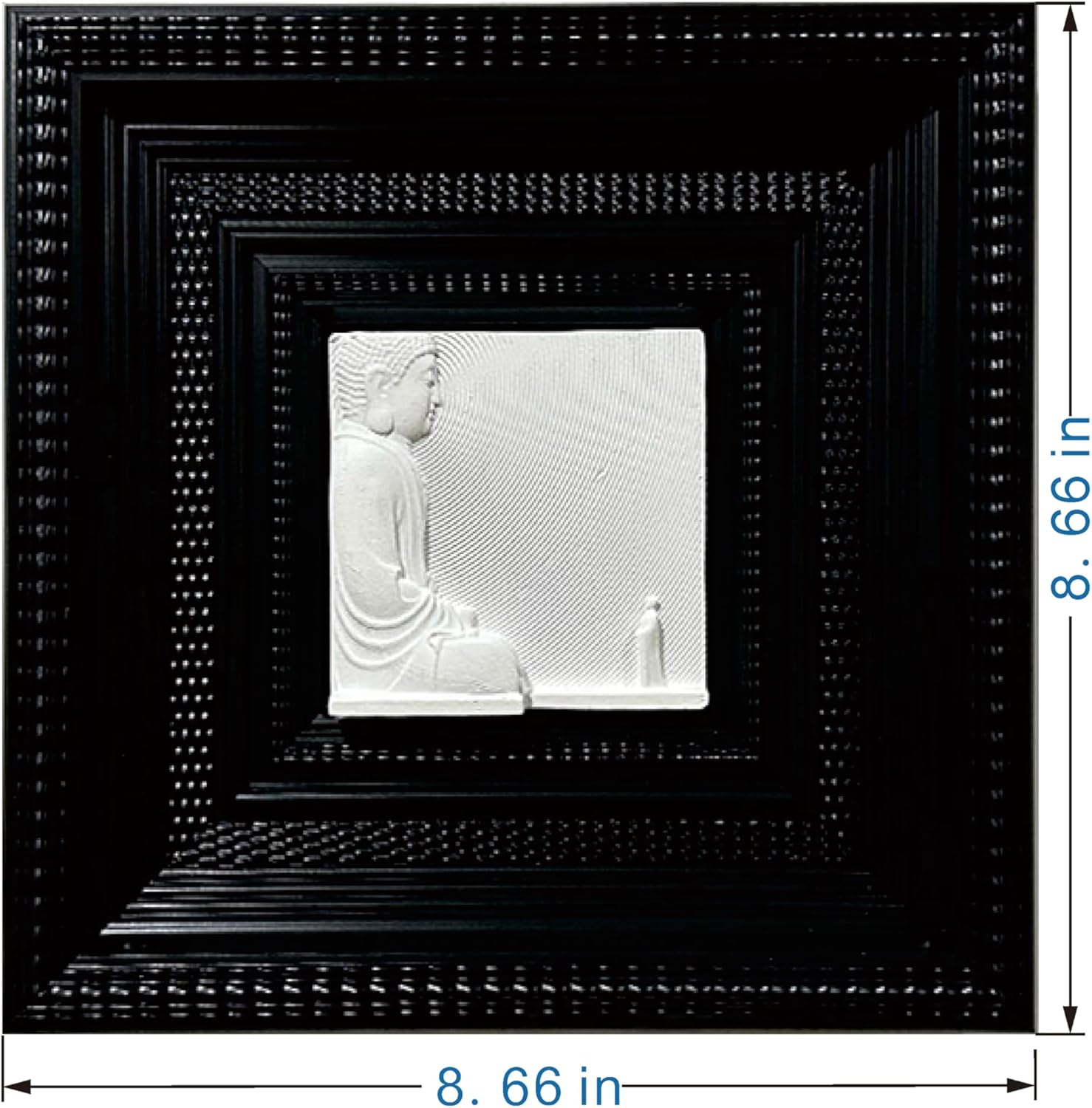 Mubeey Decorative 3D Plaster Wall Art Set, Black Frame, Buddha and Playing Card Design,8.66' &times; 8.66' (B, Framed) image number 4