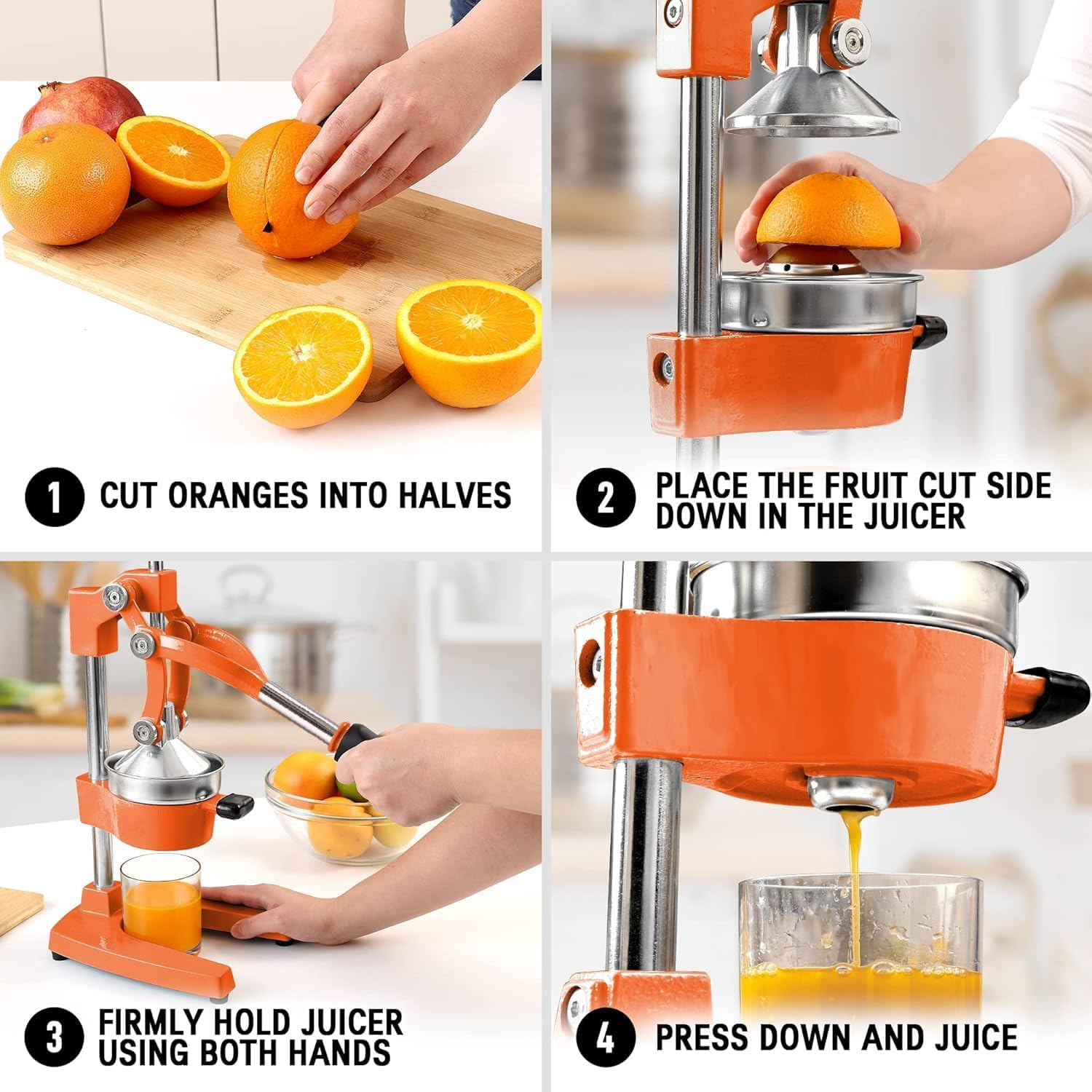 MINYII Orange Juice Squeezer Professional Citrus Juicer Durable Stainless Steel Lemon Squeezer - Heavy-Duty, Easy-To-Clean - Sturdy Manual Citrus Press & Orange Squeezer (Black) image number 1