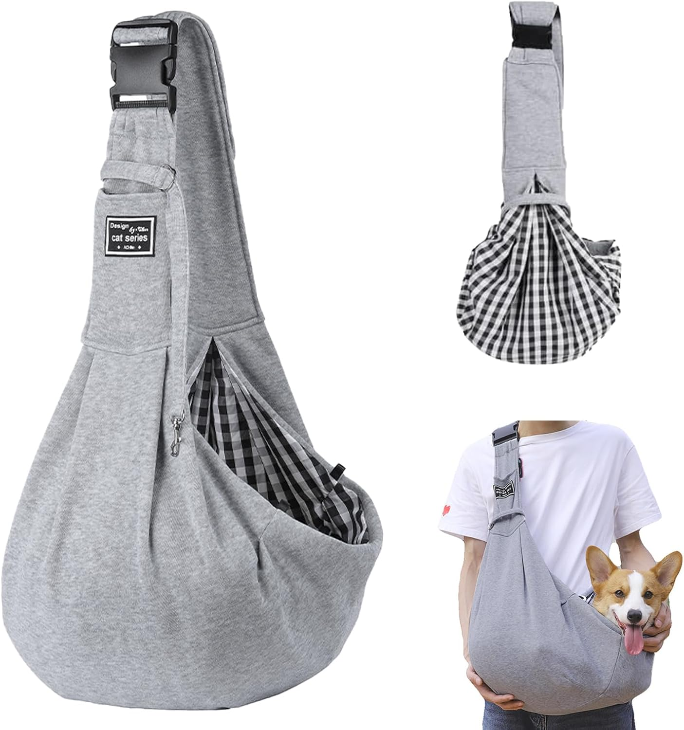 Dog Carrier Bag, Dog Sling up to 10 Kg, Portable Carry Bag, Dog Bag for Walking Outdoor Activities and Excursions (Grey) image number 1