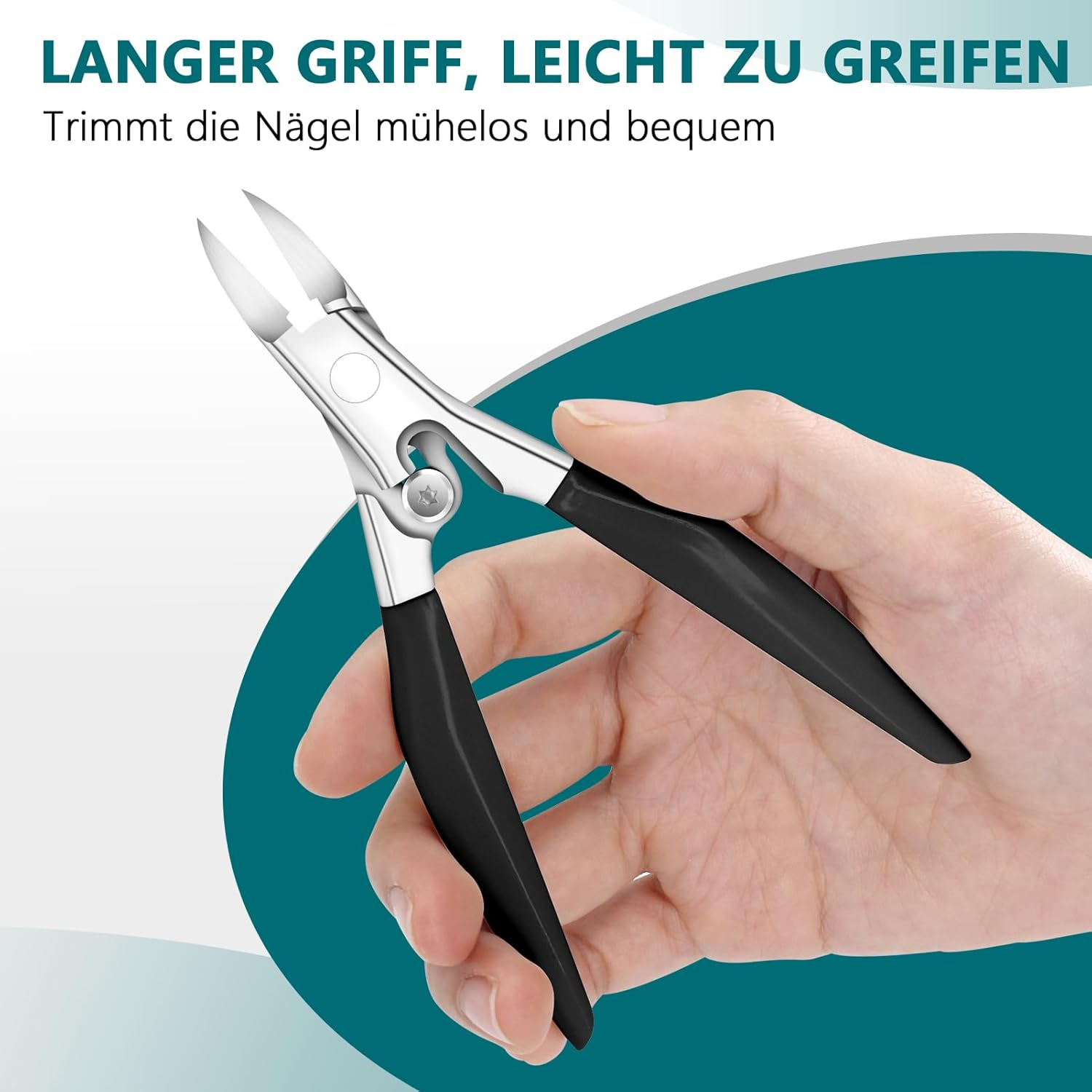 Precision Nail Scissors for Toenails and Fingernails, Sharp Stainless Steel Foot Nail Scissors for Thick and Deep Ingrown Toenails (Black) image number 4