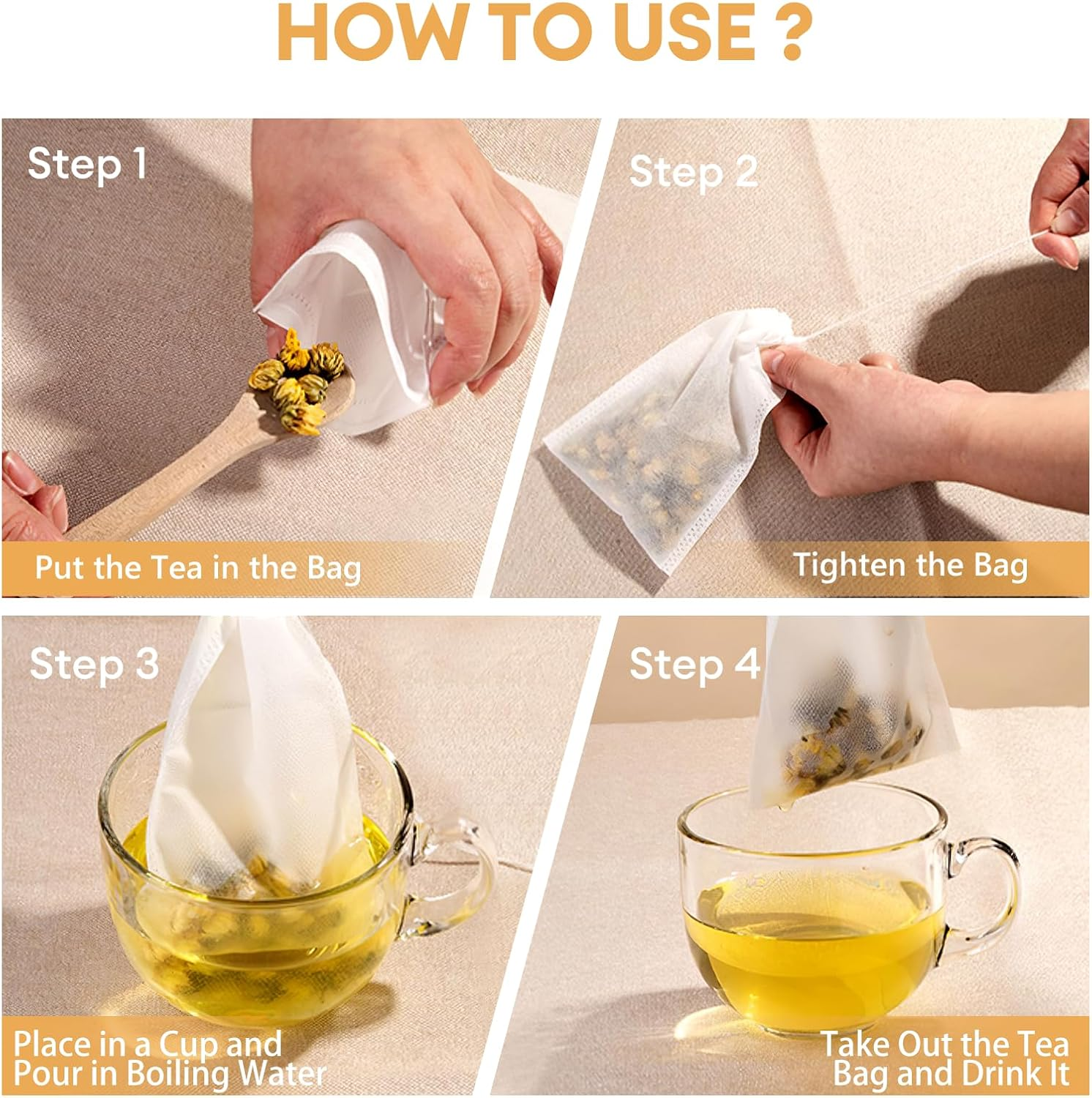 50 Pcs White Cotton Muslin Bags, Small Mesh Tea Coffee Filter Bags Reusable Drawstring Pouches for Spice Bag, Yogurt Straining, Cold Brew, Almond Milk & Loose Leaf Tea, Set of 50 (3.15 X 3.94 Inch) image number 2