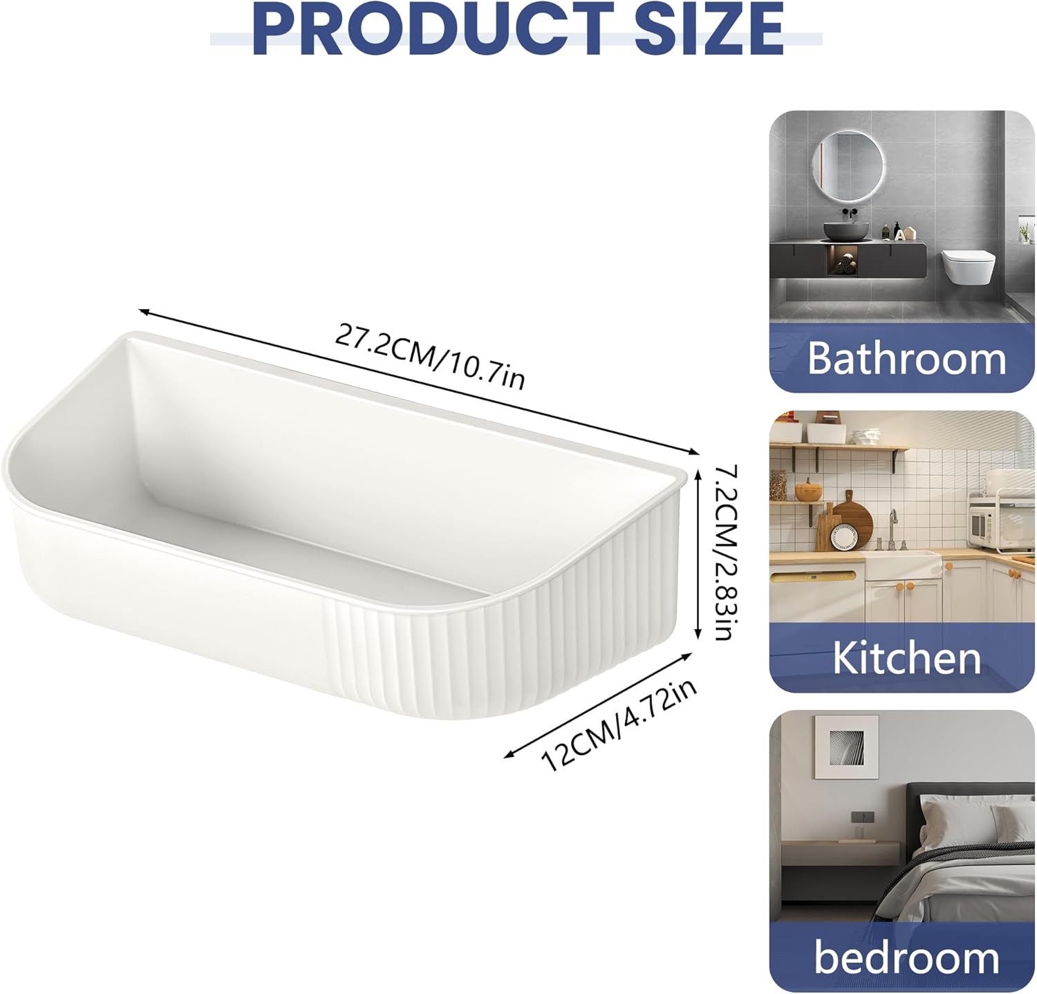 JOMOLA Shower Caddy Shelf Organizer Rack Self Adhesive Bathroom Shelves Basket Home Farmhouse Wall inside Organization and Storage Decor Rv Accessories White image number 2