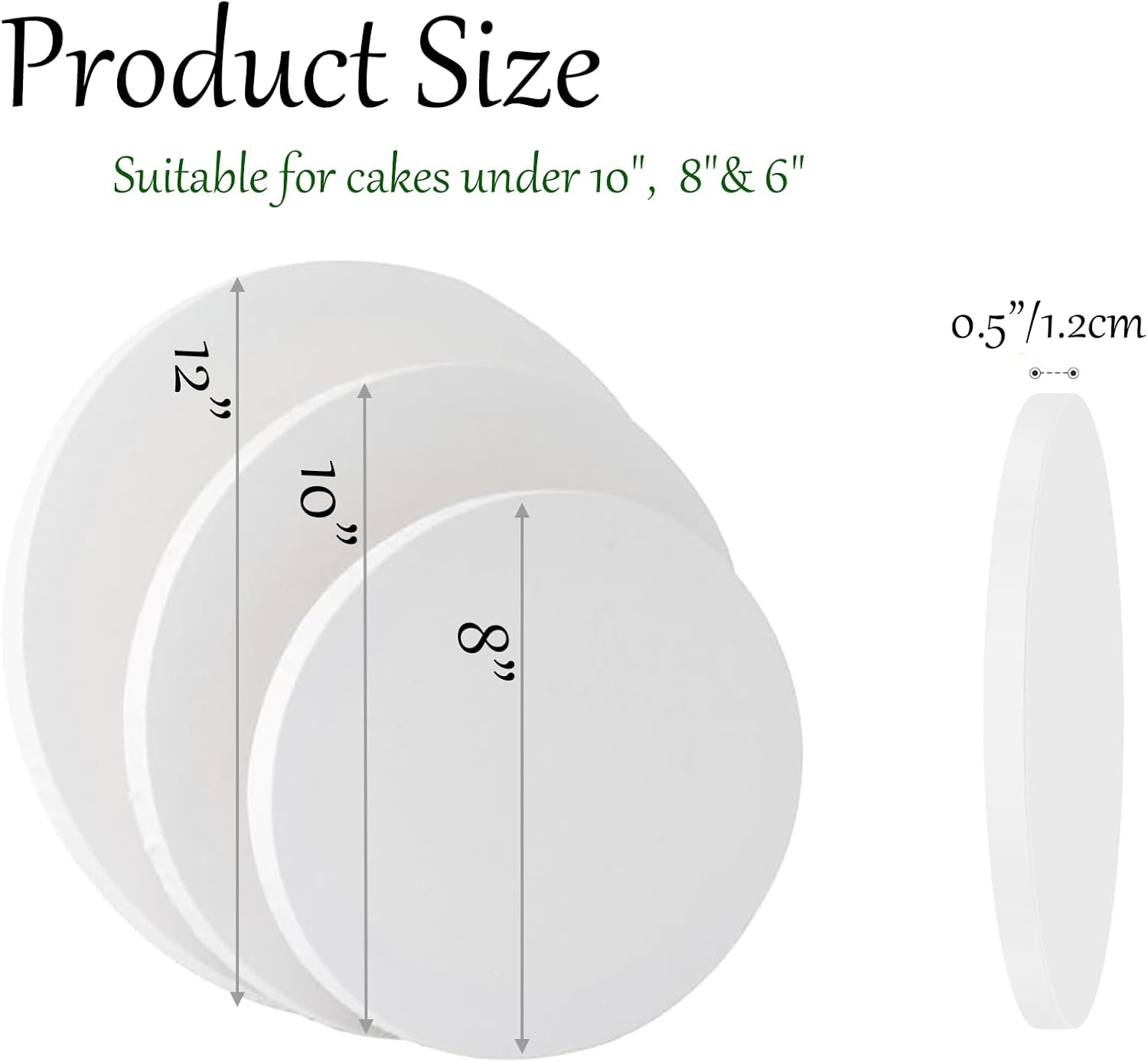 Yeanifeana 3 Pack round Cake Drums - 8/10/12 Inch Greaseproof Cake Boards, Sturdy White Cardboard Base for Tiered & Heavy Cakes image number 6