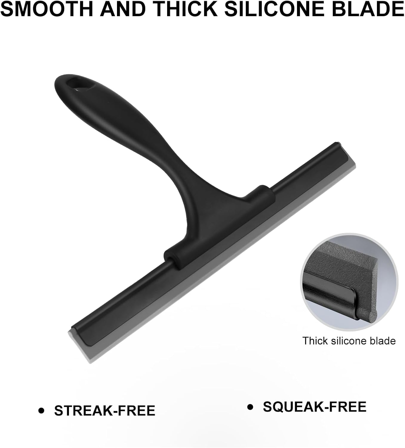 Setsail Squeegee for Shower Glass Door Stainless Steel Shower Squeegee for Glass Doors All-Purpose Window Squeegee for Tile Shower Walls, Sink, Mirror, Bathroom, Car Window Cleaning 10 Inches image number 1