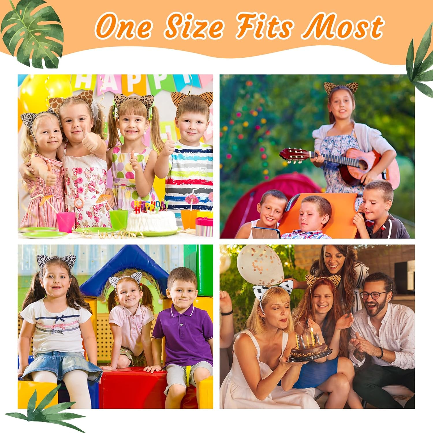 Hoemwarm 24Pcs Cheetah Ears Headband Animal Ears Headband Ear Hair Accessories Cat Ears Hairband Tiger Zebra Leopard Cat Ears Headband for Halloween Birthday Cosplay Party Decorations Supplies image number 1