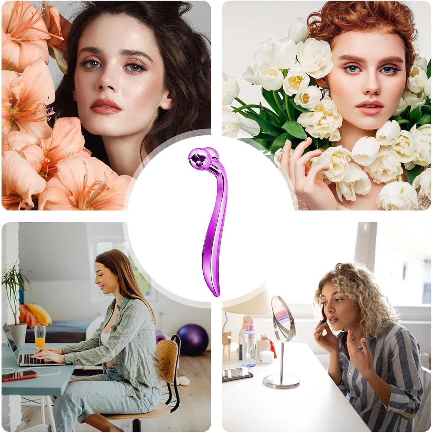 3D Roller Face Massager - 3D Face Massage Beauty Tool for Shaping,Body Face Massage, Self Care Products, Face-Lifting Instrument, Slimming Massager with Manual 360-Degree Rotation Yongbao