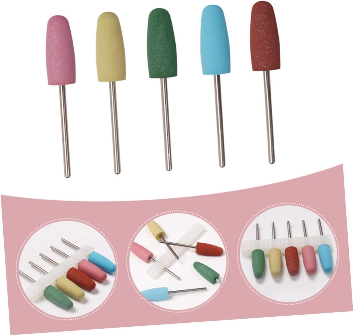 KAILIKETIY 5Pcs Multi-Functional Nail Drilling Polishing Heads Sturdy Material Nail Care