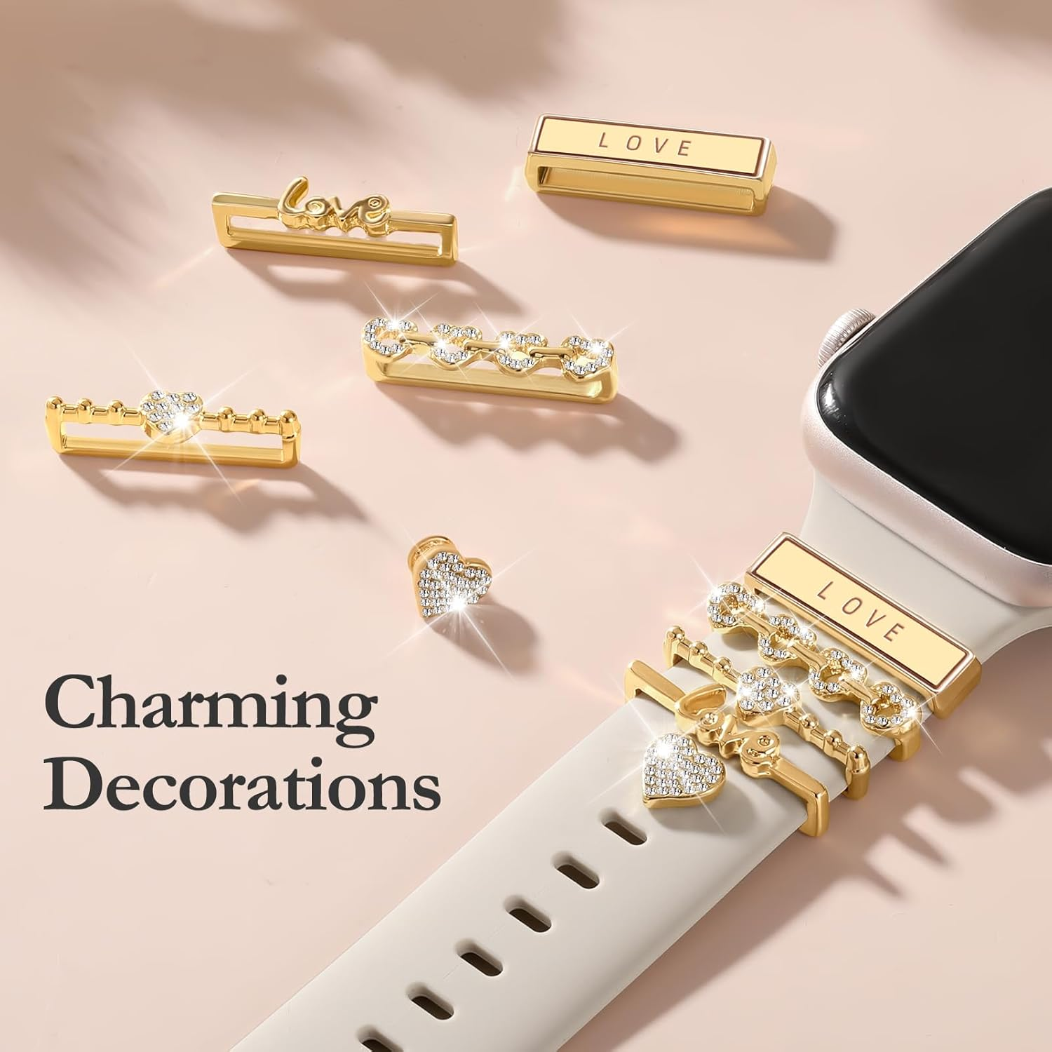 Ouwegaga 5Pcs Decorative Charm Band Compatible with Apple Watch 38Mm 40Mm 41Mm 42Mm 44Mm 45Mm 46Mm 49Mm, Soft Silicone Decorative Ring Loops for Iwatch Series 11 10 9 8 7 6 5 4 3 2 1 SE Ultra 3 2 1 image number 6