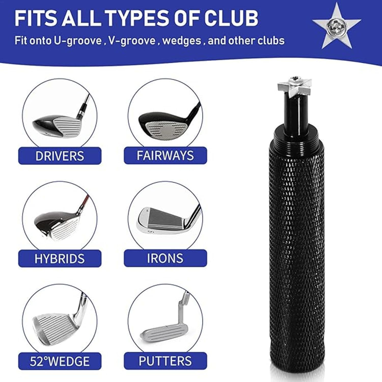 Coehaopike Golf Club Cleaner | Golf Club Groove Sharpener,Wedge Groove Sharpener, Golf Groove Sharpening Tool for Deep Cleaning and Improved Performance with Five-Legged Cutter