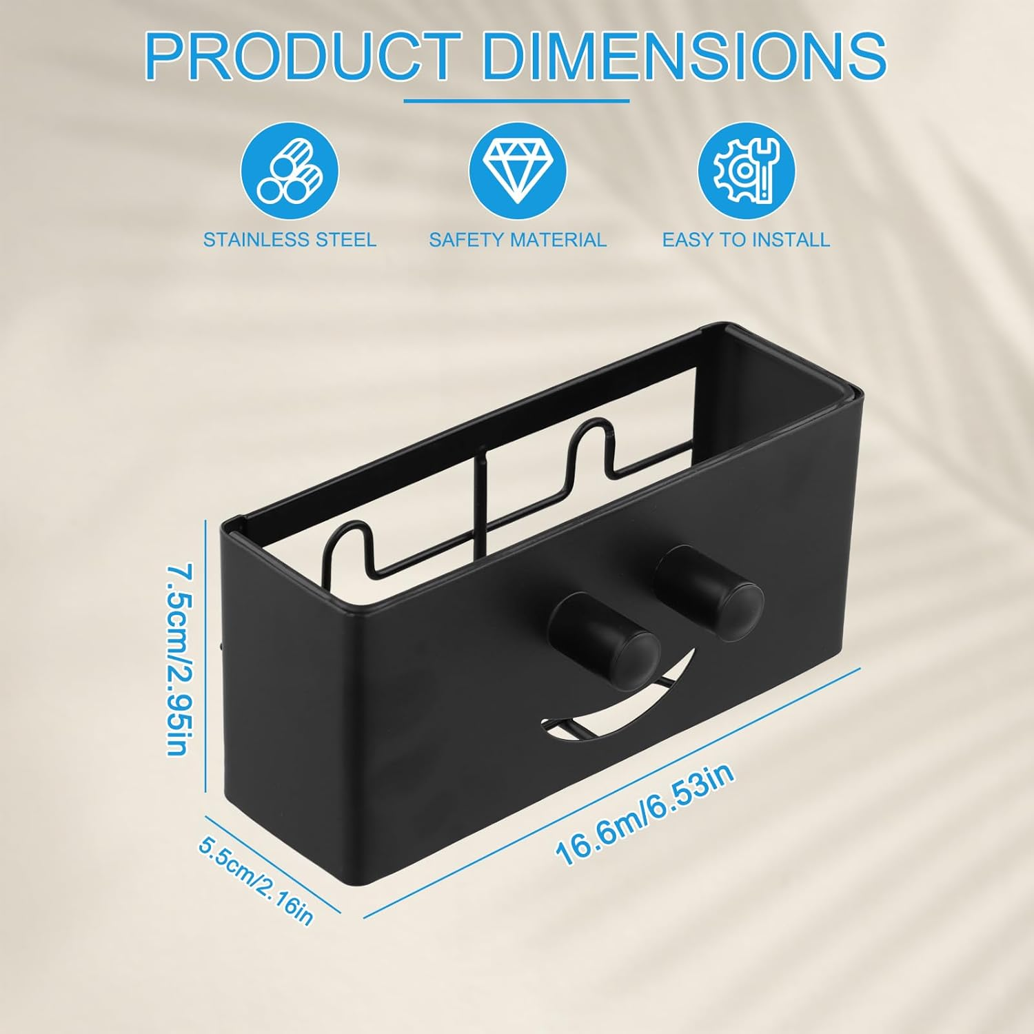 QINGZY Sink Organiser, Smiling Design with Strong Adhesive Hook & 2 Suction Cups, Sink Organiser for Kitchen & Bathroom, Sink Caddy, Sponge Holder, Rustproof, Space-Saving, Wall Mounted