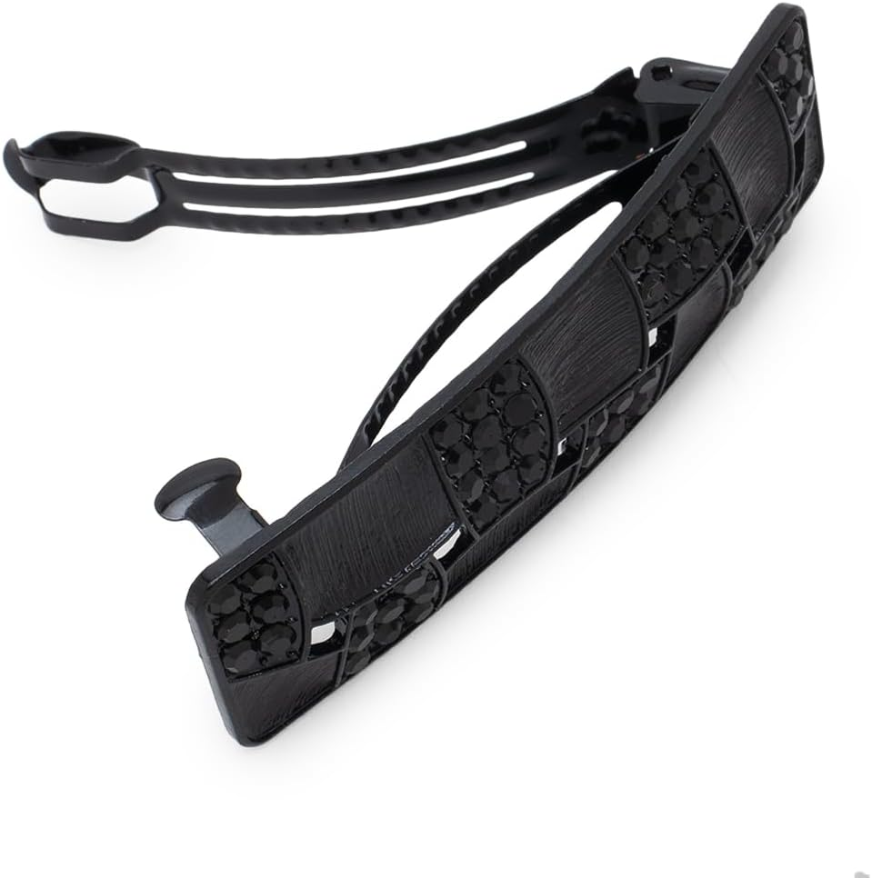 Radhu & Kabby Metal Barrette Hair Clip for Women | Stylish French Hair Barrettes for Girls | Durable Hair Clips | Matte Black Colour with Crystal Embellishments | One Piece image number 1