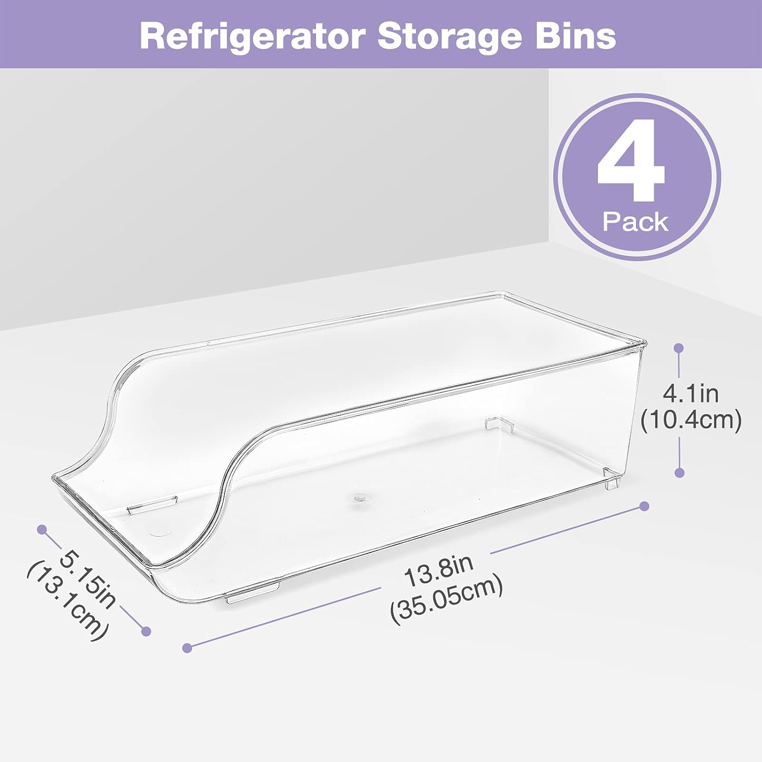 Puricon [4 Pack] Refrigerator Organizer Bins Can Dispenser Storage Holder, Soda Beverage Canned Food Container Bin Clear Plastic Pantry Storage Rack for Fridge Pantry Kitchen Countertops Cabinets