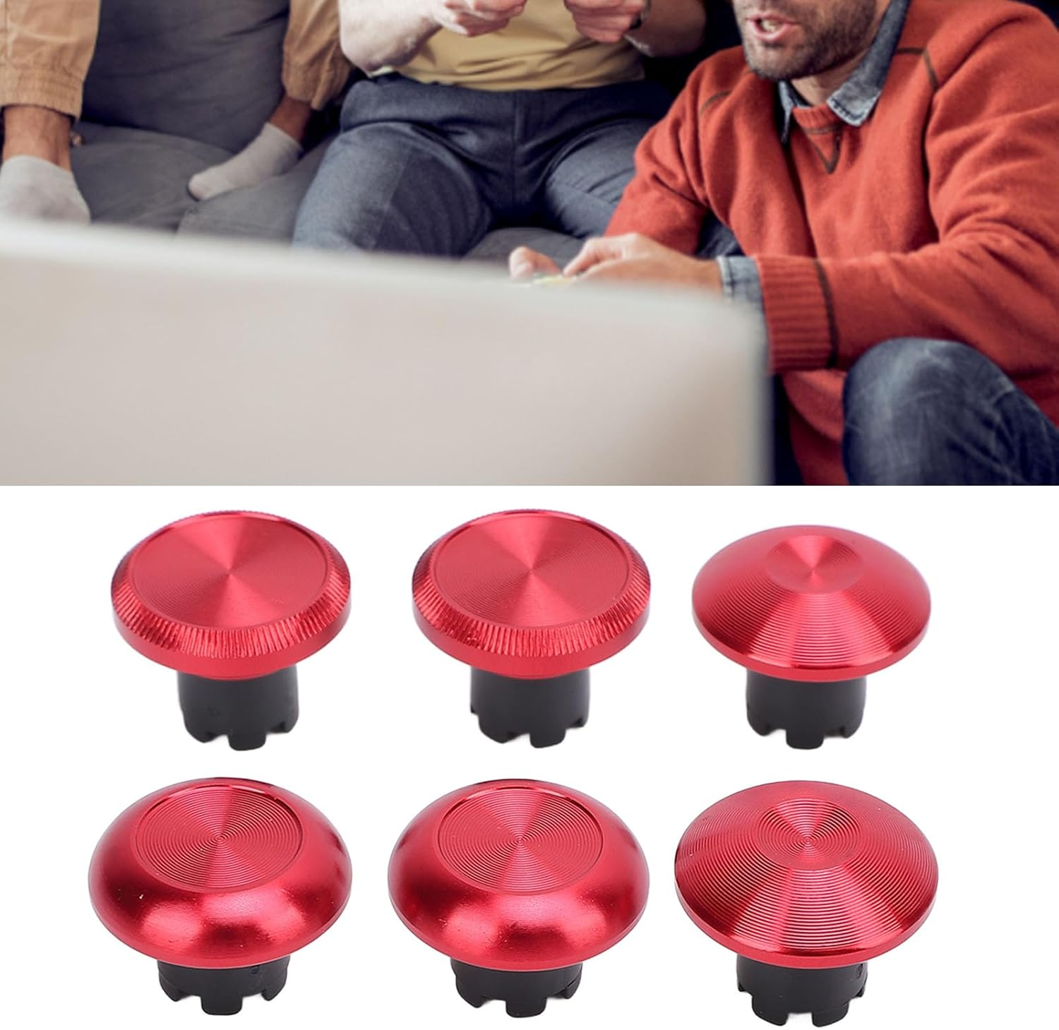 Replacement Thumbsticks for PS5 Edge, for PS5 Pro Elite, for PS4, for Switch Pro, for Xboxone, for Xboxseries, 6 X Thumbsticks Caps, 2 X Replacement Thumbsticks (Red)