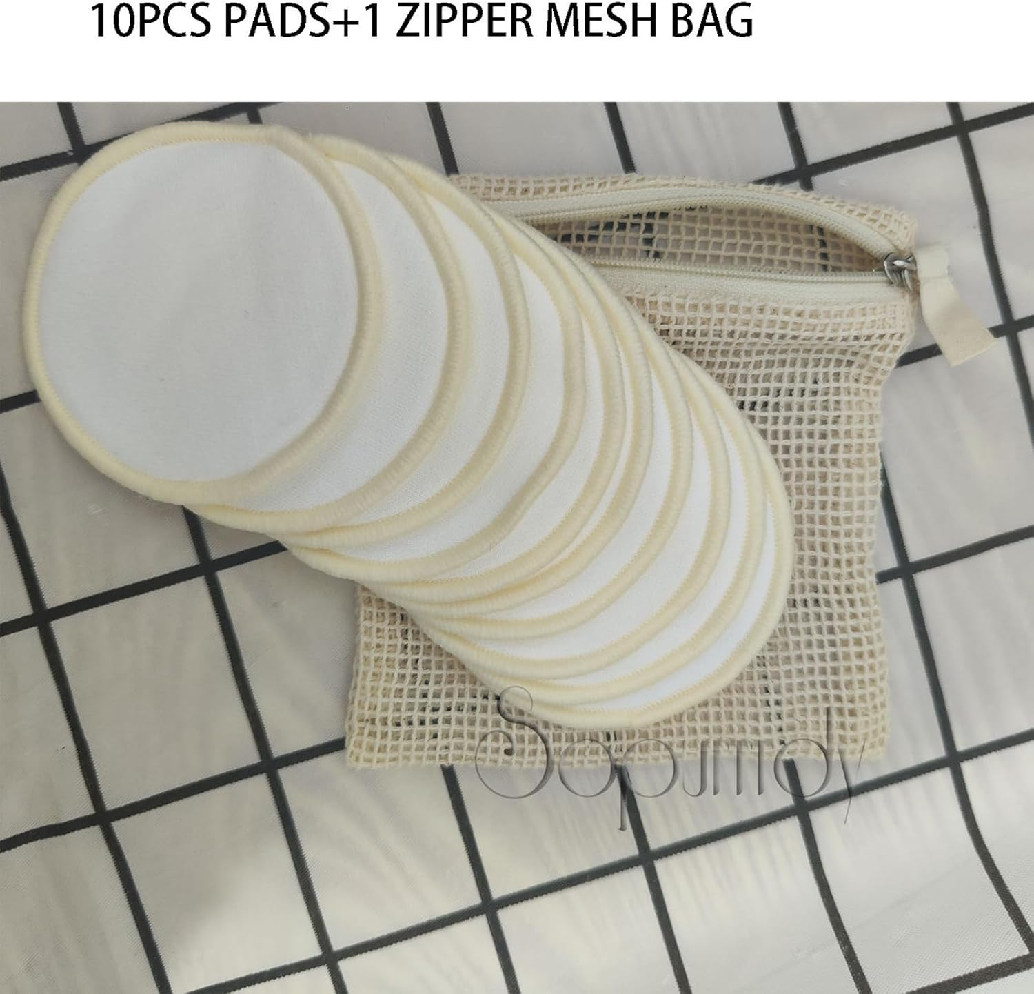 CTOUUGRS Reusable Makeup Remover Pads Eco Friendly Cotton and Bamboo Rounds for Facial Toner and Exfoliants with Washable Storage Bag 10 Count image number 1