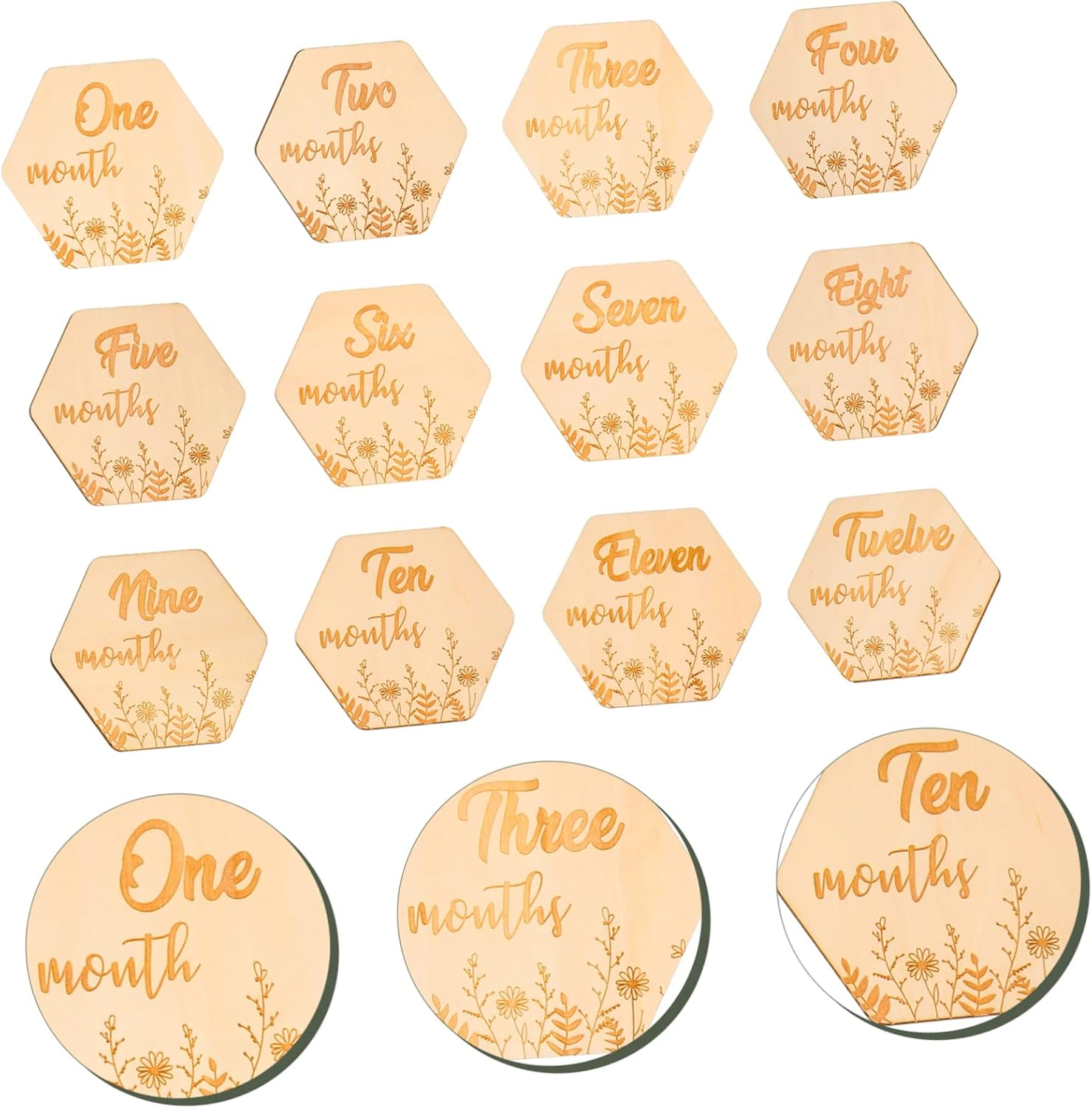 UPKOCH 12Pcs Newborn Milestone Cards Decorative Monthly Commemorative Blocks Natural Growth Markers Shower Photo Props Record Precious Moments image number 2