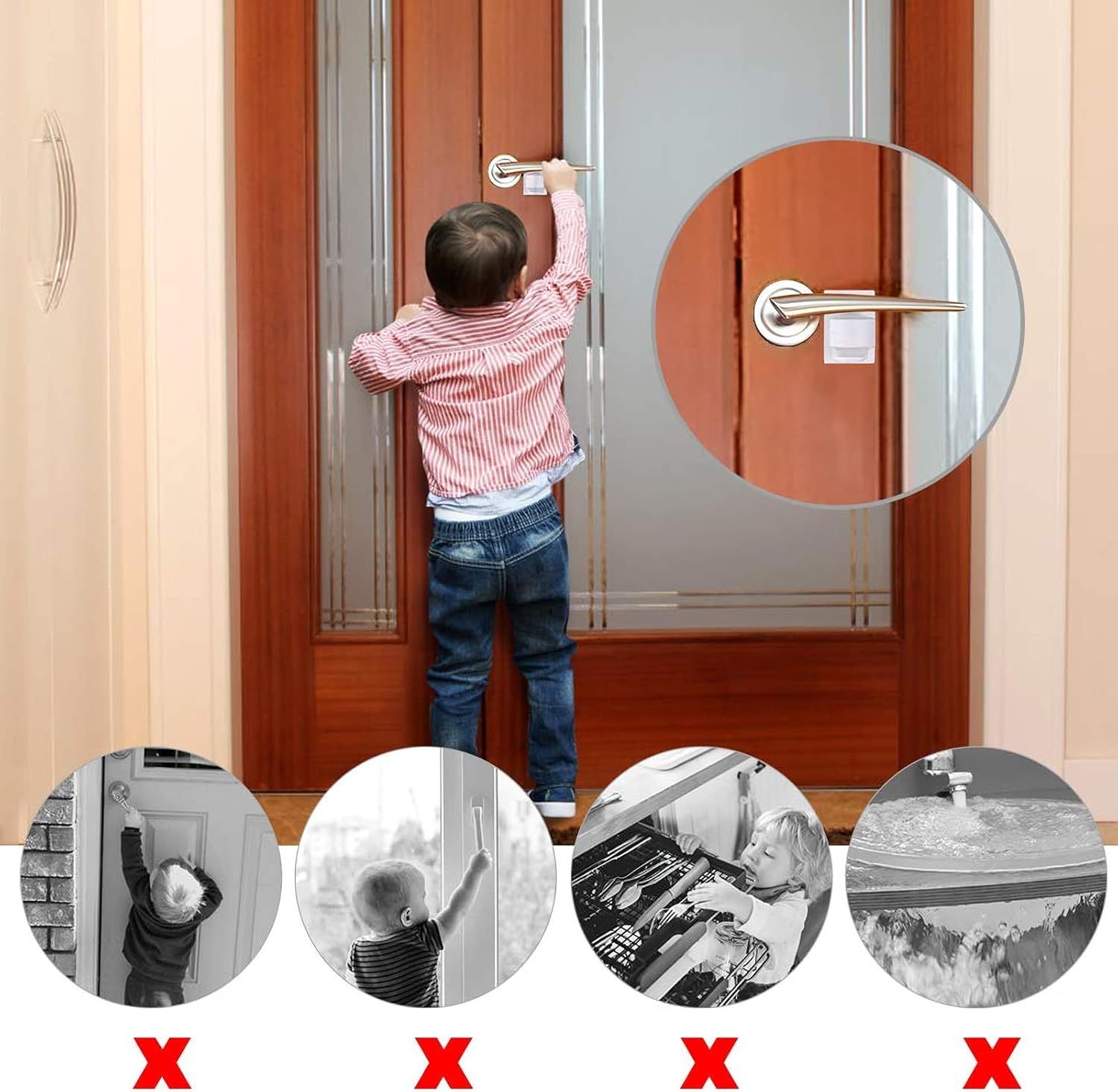 Door Lever Lock Child Proof - Baby Proofing Door Handle Lock -Toddler Safety Doorknob Latch for Toilet Facuet Handle - No Drilling Install - Easiest Use （4 Pack） image number 6