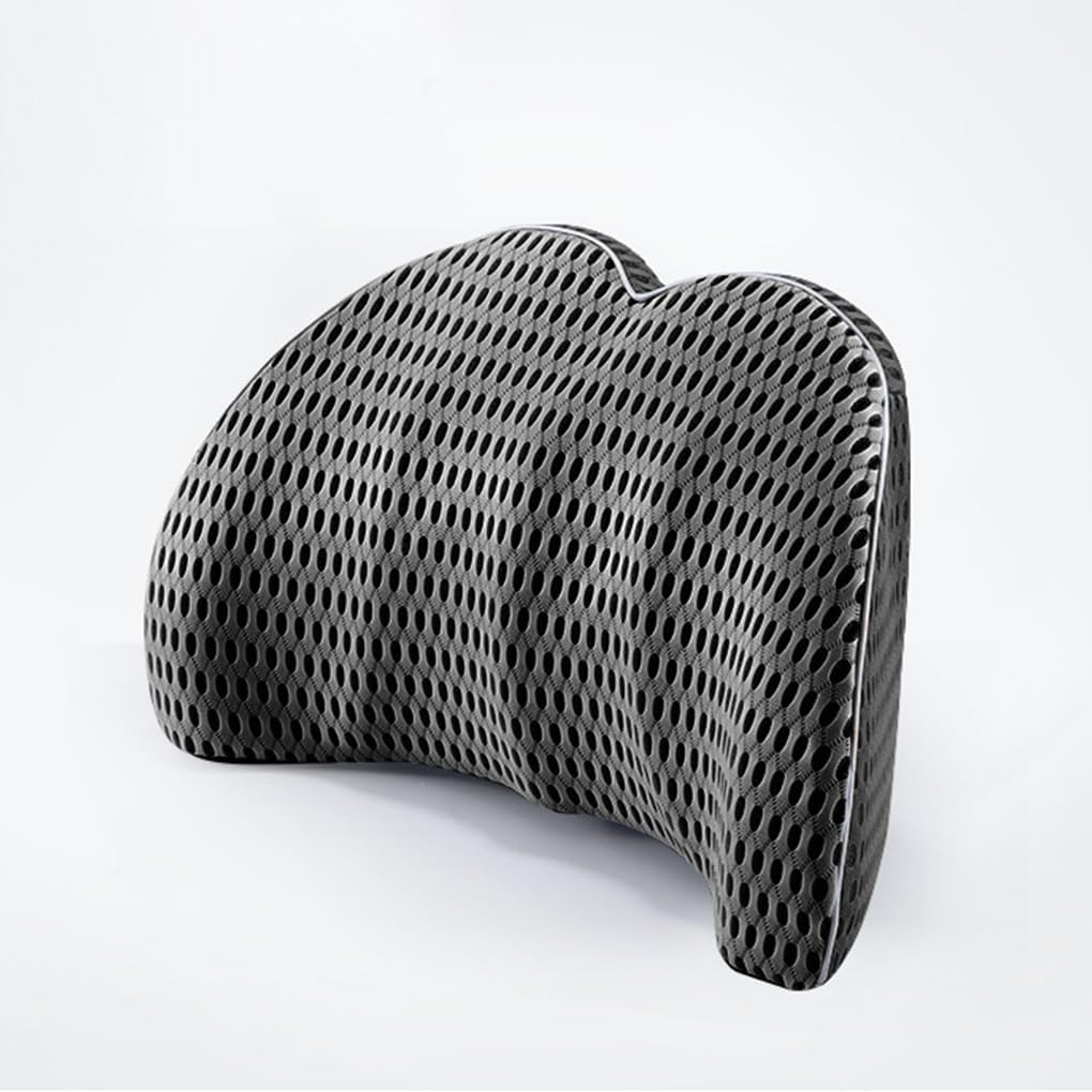 Vivva Memory Foam Lumbar Support with Neck Pillow for Office Chair Car Seat, Breathable Cover Back Support Pillow Back Rest Cushion Office Chair Back Support(Light Grey)