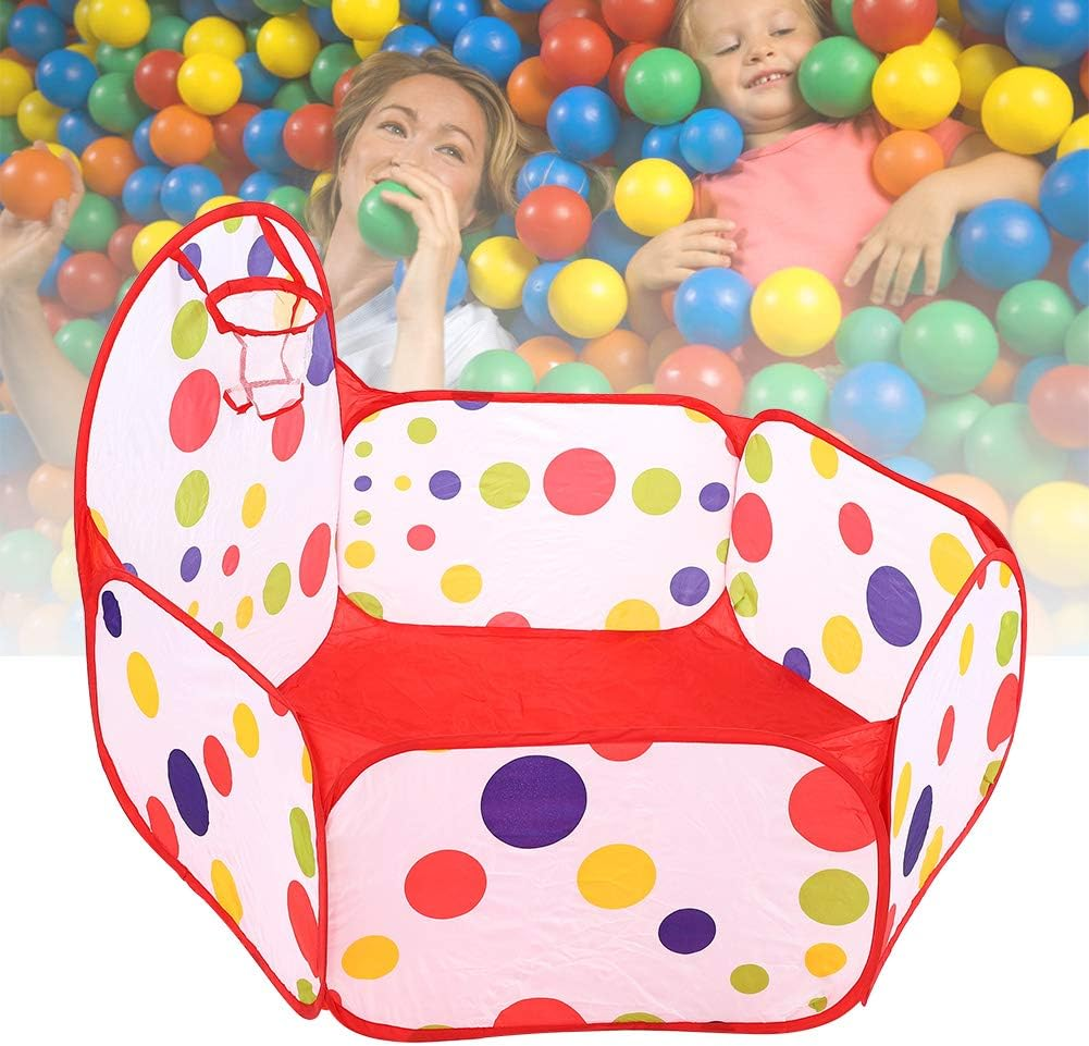 Baby Ball Pit Play Tent, Pop up Play Tent for Toddlers Children Baby Kids, Ball Pool Fence with Basketball Hoop, Toys Gifts for Girls Boys, Balls Not Included, Pink Polka Dots(120Cm) image number 6