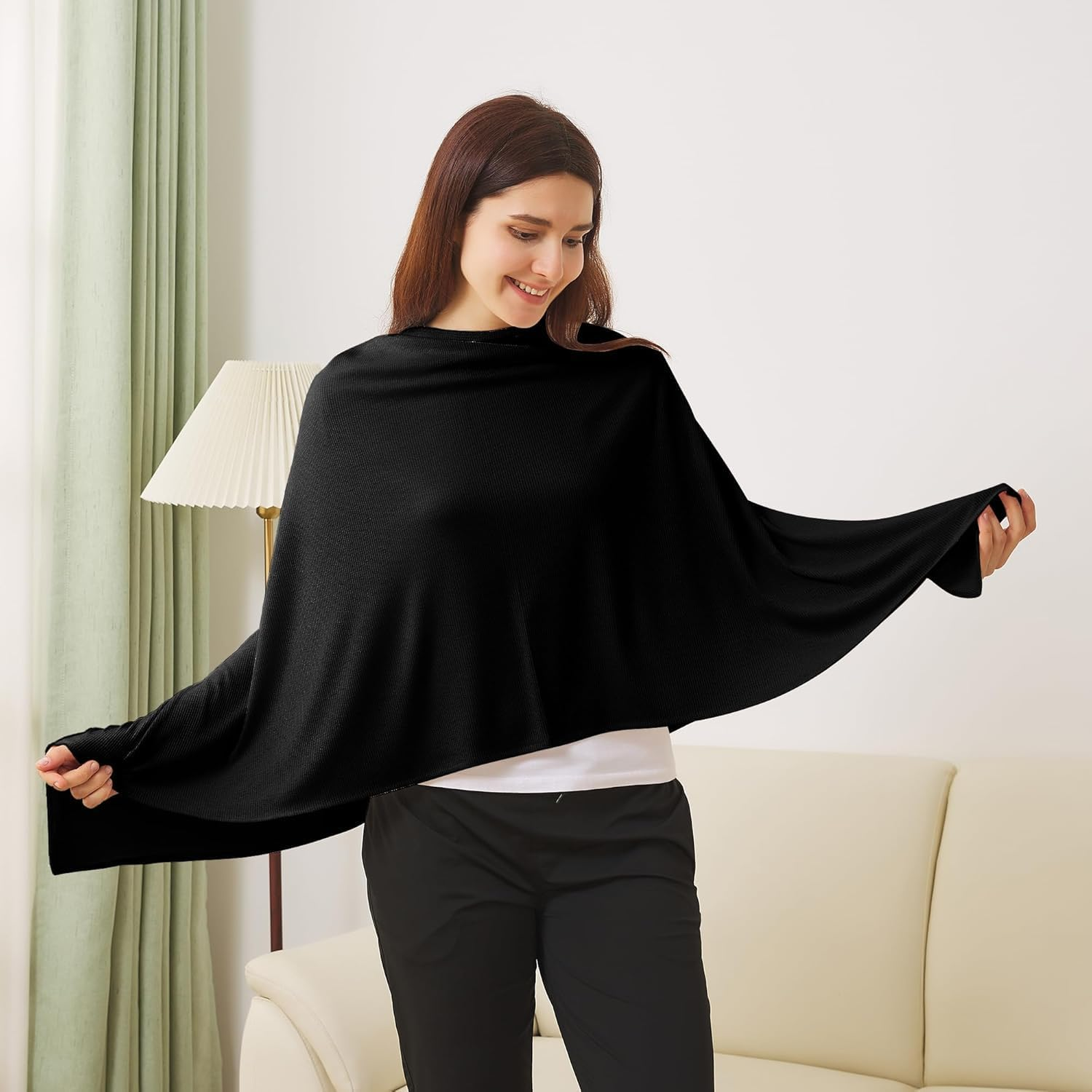 Soft and Breathable Nursing Cover for Breastfeeding - Full Coverage, Machine Washable Breast Feeding Cover for Women, Black (Black) image number 1