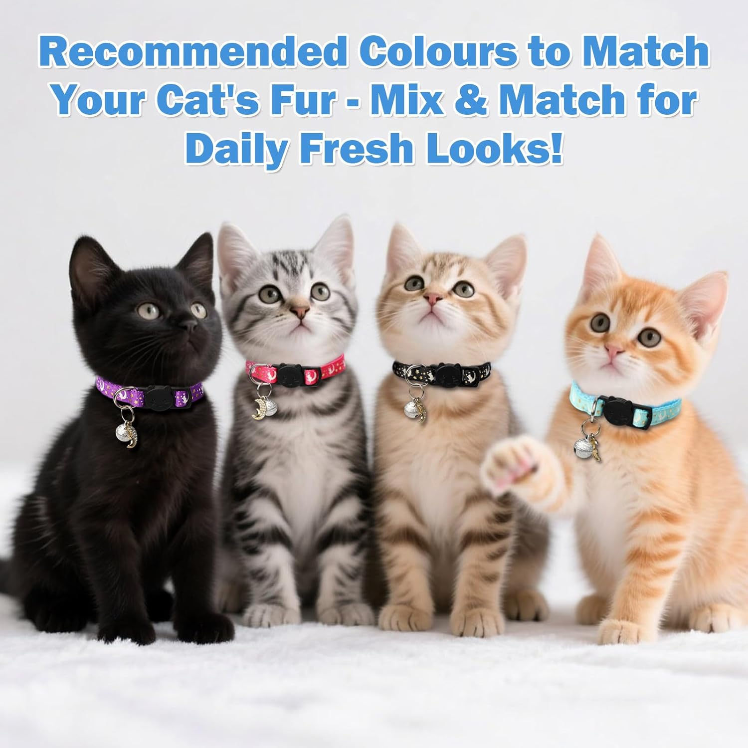 Enbluy 4 Pack Cat Collars with Bells, Fluorescent Cat Collar Glows in the Dark Breakaway Cat Collar Adjustable Reflective Cat Collars with Safe Breakaway Quick Release Buckle for Kitty Puppy image number 4