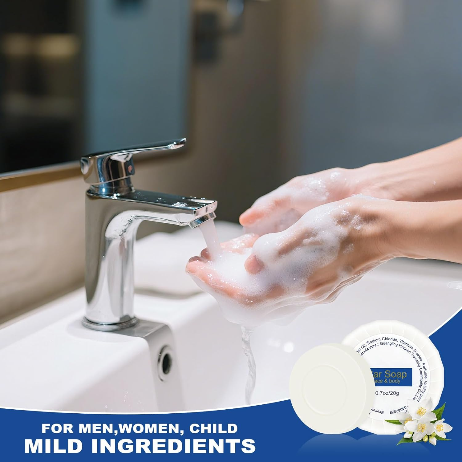 Slequipo Mini Soap Bars Bulk Individually Wrapped round Bulk Bar Soap 0.7Oz Travel Soap Small Hotel Soaps Toiletries for Hotel Bathroom Camp RV (50) image number 2