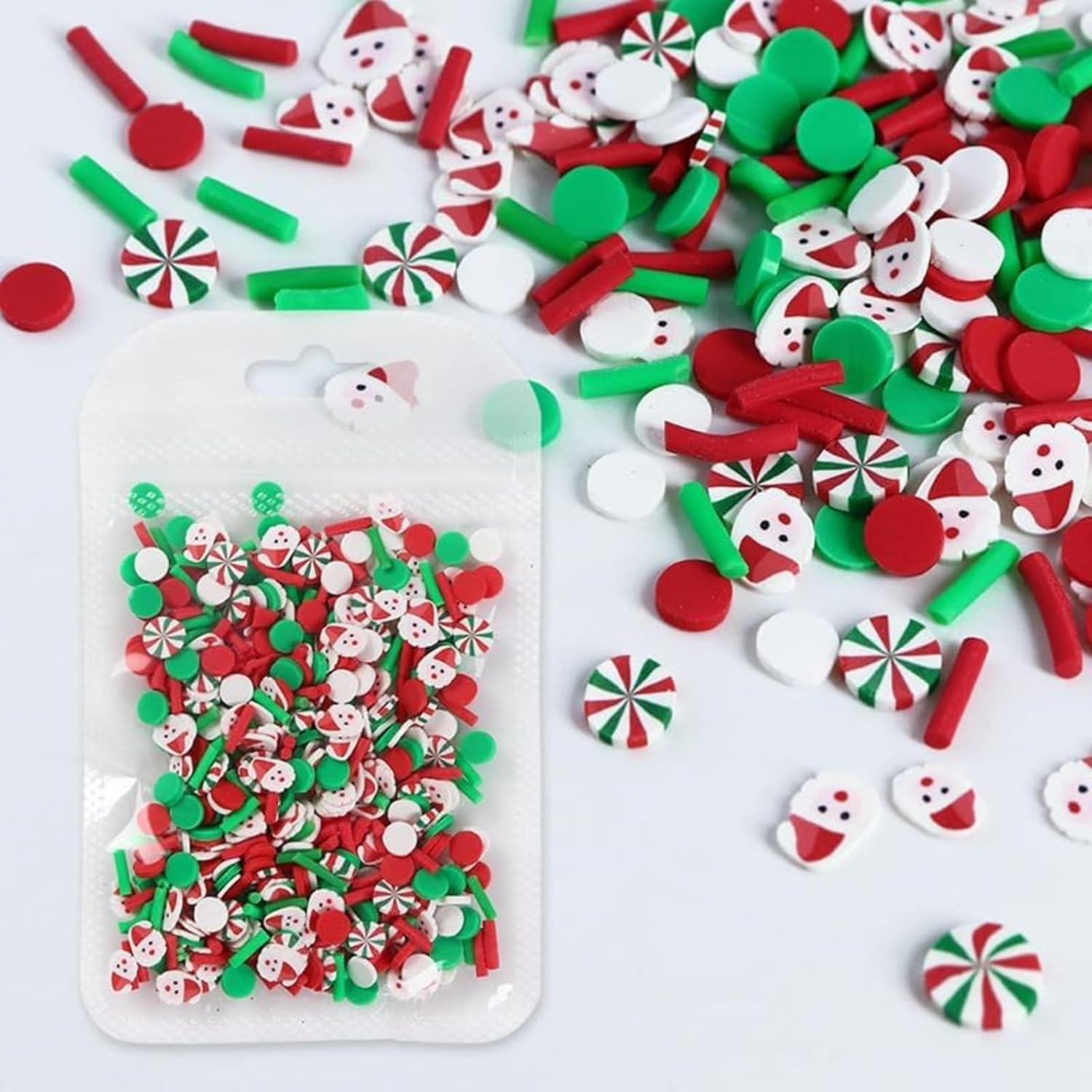 Itadaku 4 Bags Christmas Nail Art Slices 3D Winter Nail Charms, Mini Clay Slices for Acrylic Nails Decorations, Includes Snowflake, Christmas Tree, Candy, Snowman Designs, Festive Nail Art Supplies image number 4