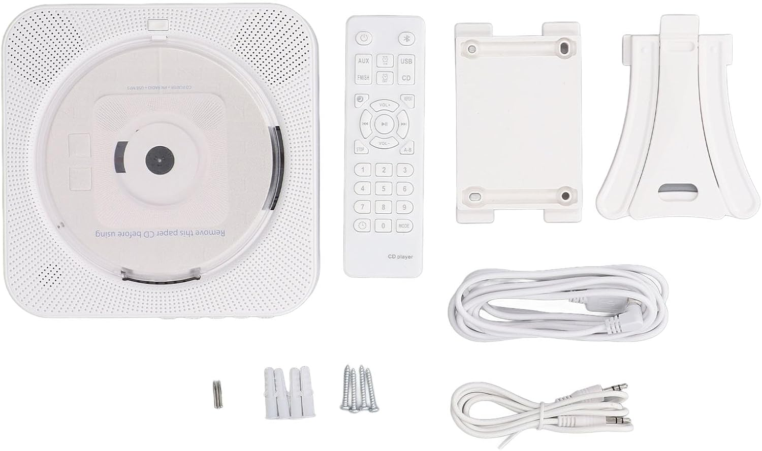 Bluetooth CD Player, Portable Wall Mountable CD Player with Dust Cover, Desktop CD Player with Hifi Sound Speakers, Music Player Home Audio with Remote, CD Player Gift (White) image number 4