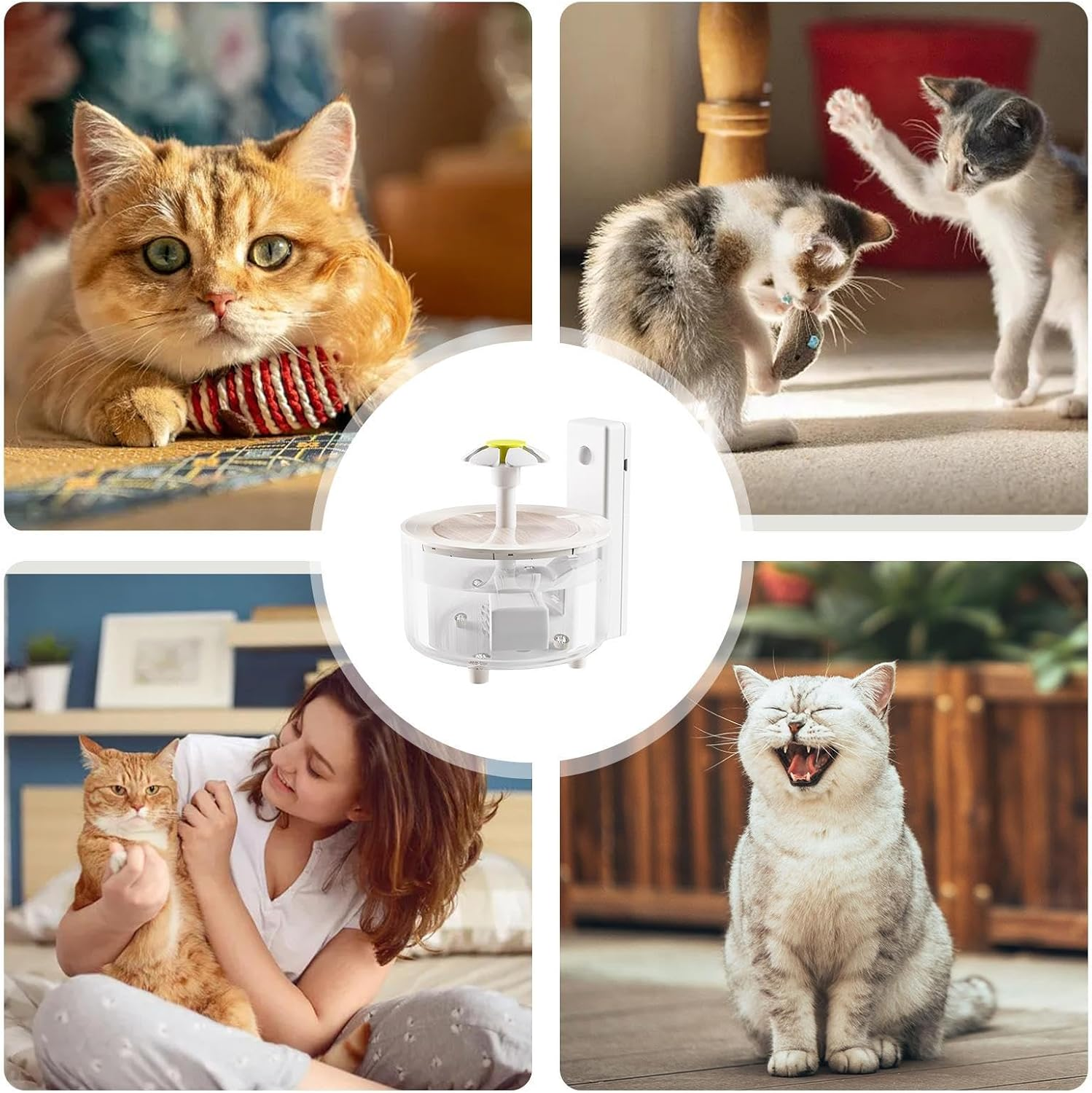 53Oz/1.5L Wireless Pet Water Fountain - Quiet Cat Water Dispenser | Large Capacity Auto-Flow Feeder for Indoor Cats, Small Dogs, Puppies, Filtered Circulation & No-Wire Safe Design 5.91X7.09In image number 4