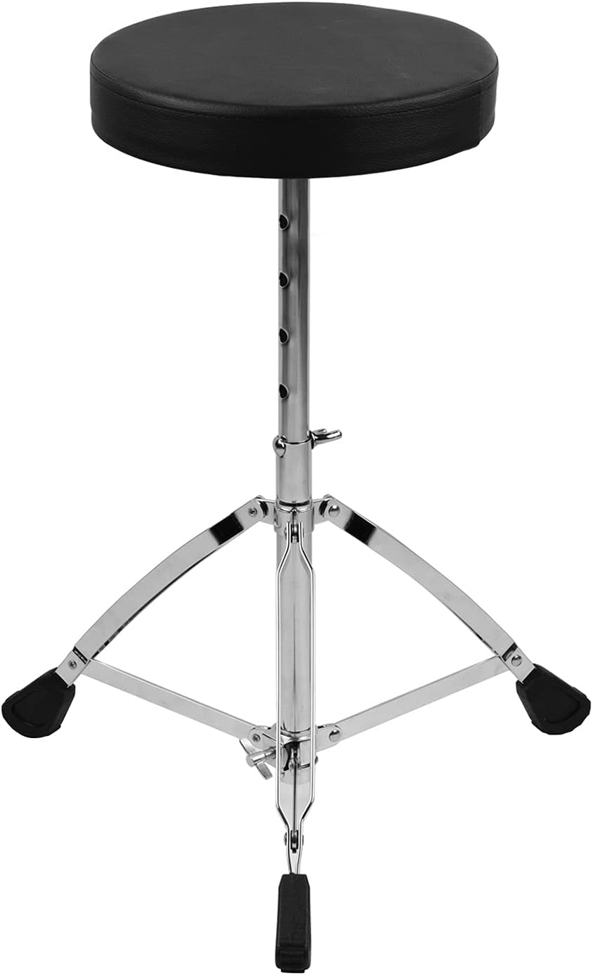 ACAGALA Universal Drum Throne round Padded Drum Seat Stool Double-Braced Stainless Steel Legs Anti-Slip 5 Levels Adajustable Height for Adult Drummers image number 5