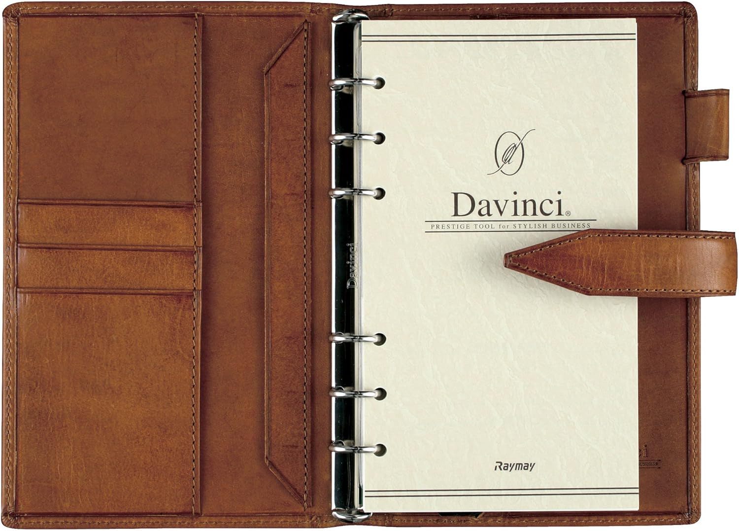 Raymei Fujii DB3011E Personal Organizer, Da Vinci Loroma Classic Bible Dark Brown image number 6