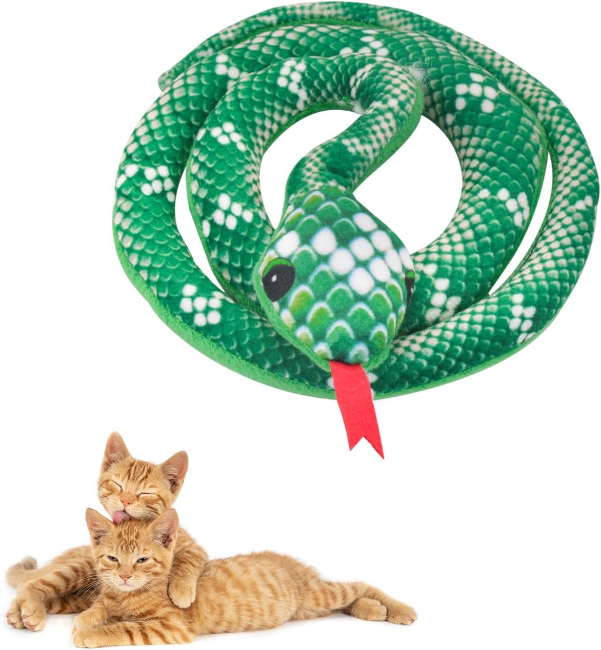Andiker Cat Catnip Toy for Cats, 31 Inch Long Snake Catnip Toy with Crinkle Sound, Cat Interactive Toy, Plush Toy for Playing Cat Chew Toy (Green)
