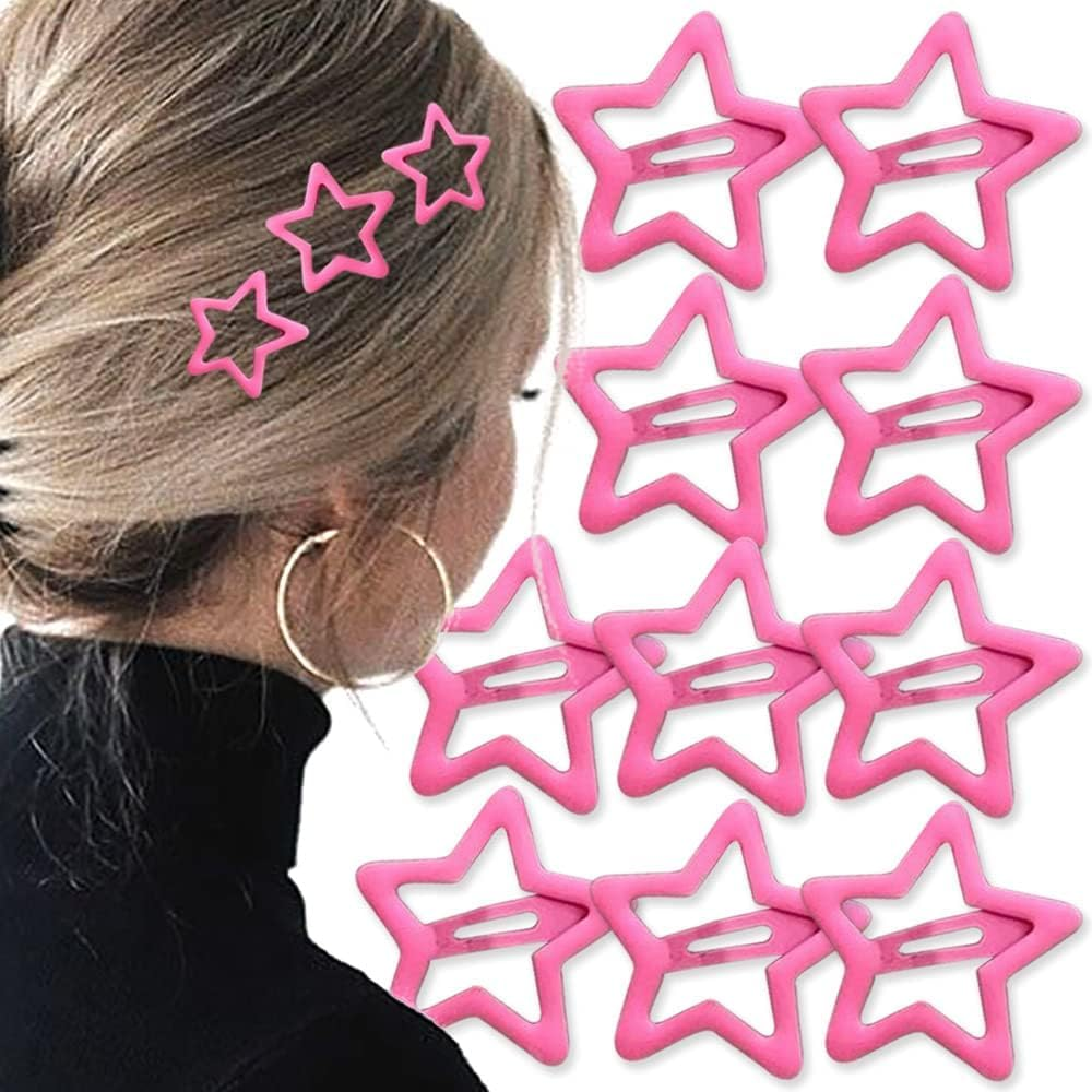 Pack of 10 Pink Star Hair Clips Women'S Hair Clips Small Stars Hair Clips Pink Star Hair Clip Hair Accessories Girls Hair Accessories Women Hair Clip image number 3