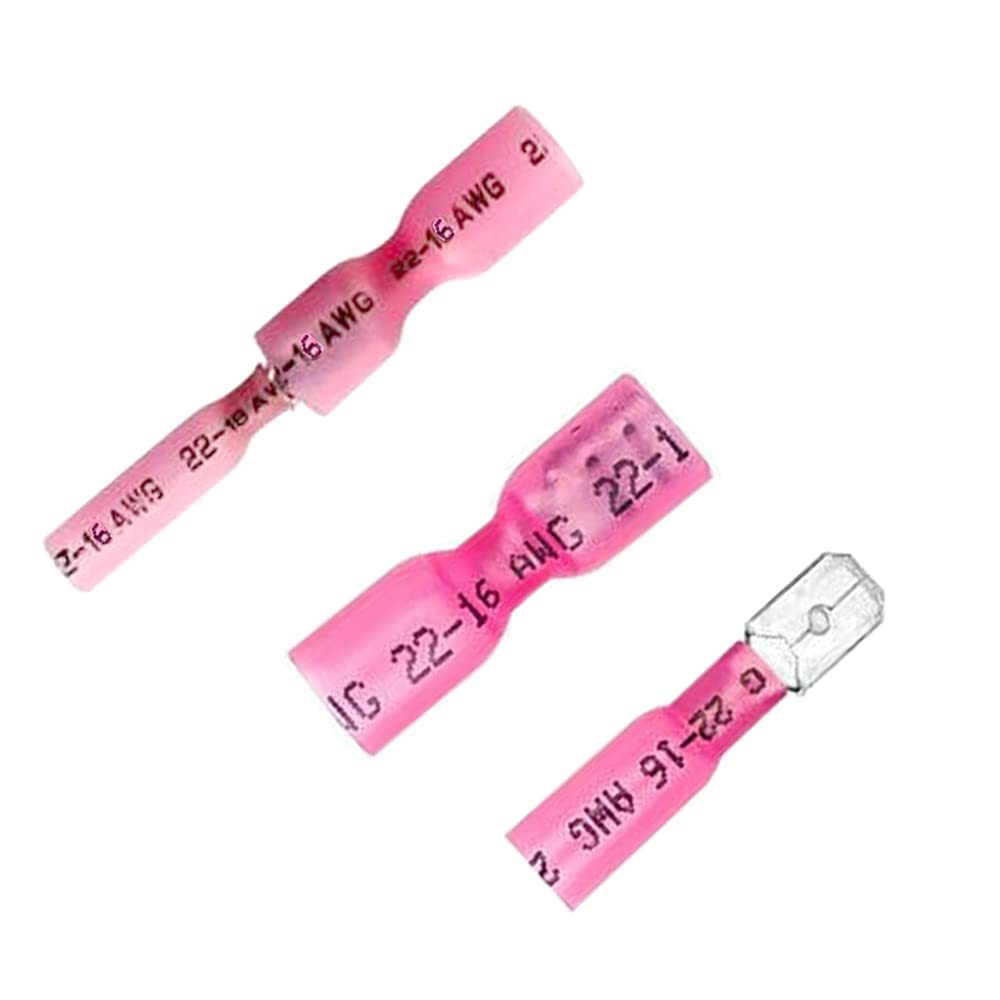100PCS Heat Shrink Spade Connectors Female and Male Spade Wire Connectors Fully Insulated Quick Disconnect Crimp Terminals 22-16 AWG Red/Ursh - Yellow 12-10 Awg image number 2
