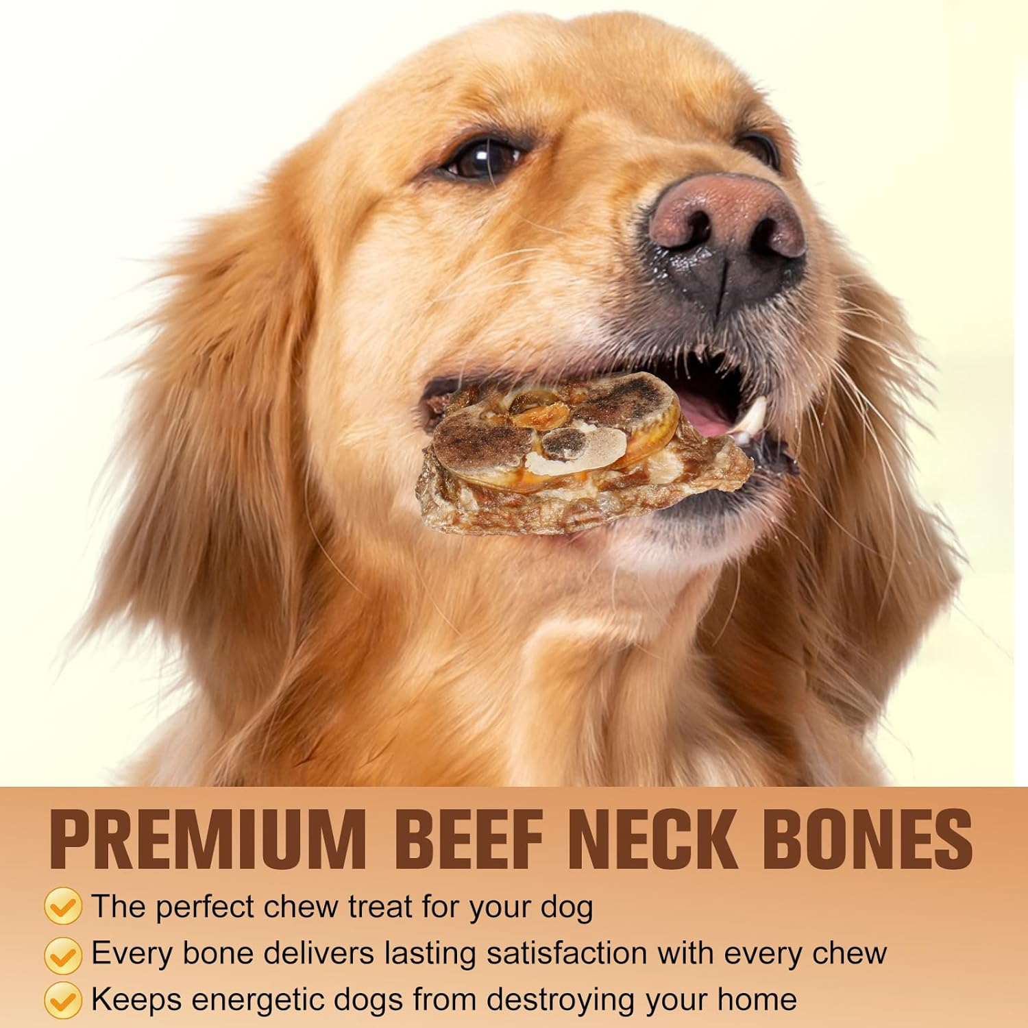 Dawvohk Dog Snacks Beef Flavor, Beef Neck Bones High Protein for Training & Treats Long-Lasting, Tough, Gluten Free, Filler Free, Great Natural Healthy Jerky for Large & Small Doggy,100G/Can (1Can) image number 6