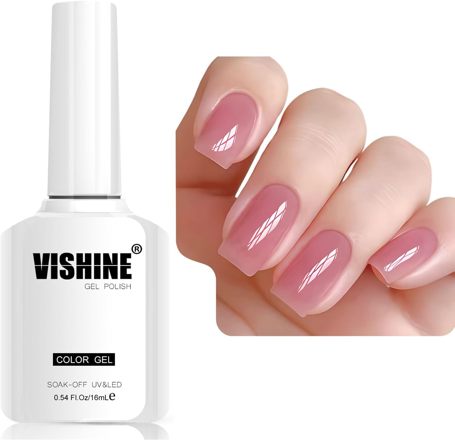 Vishine 16Ml Sheer Brown Nude Jelly Gel Polish Translucent Nude Crystal UV Gel DIY at Home Nail Art Soak off Brown Nude Shade E040