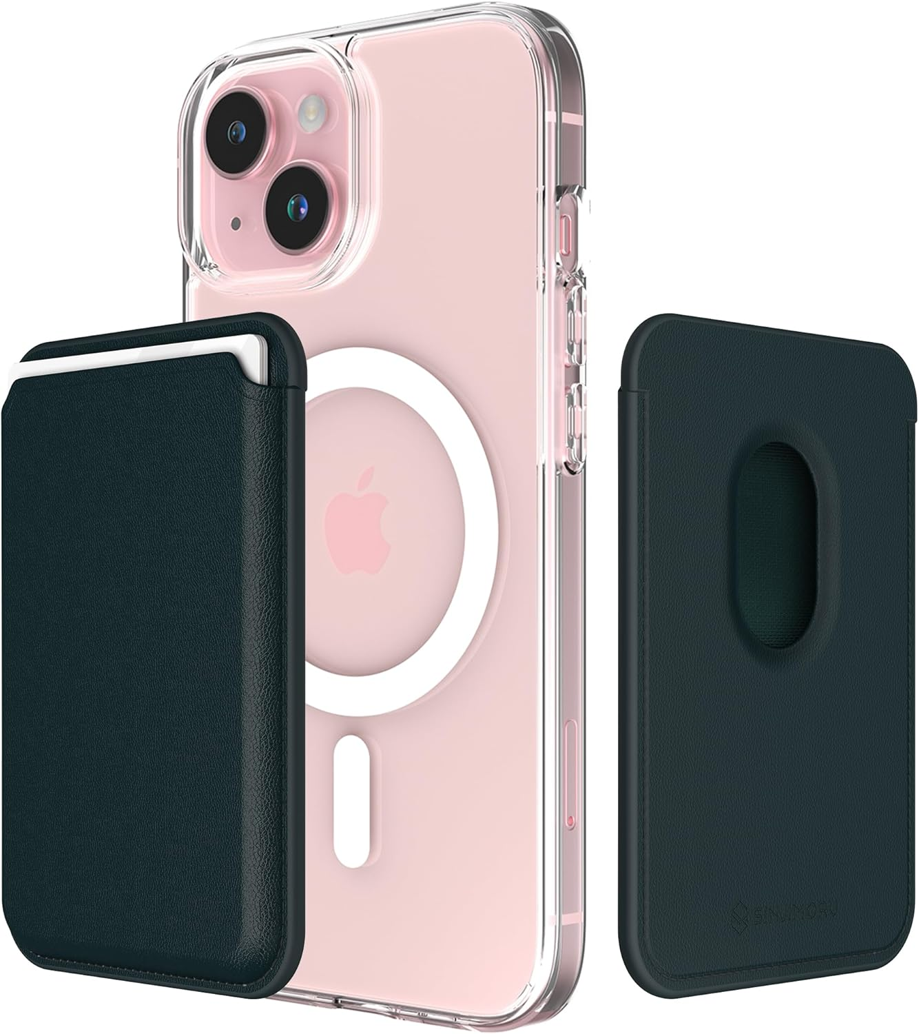 Sinjimoru Magnetic Card Wallet, Premium Vegan Leather Phone Wallet for Magsafe 3-Card Holder Compatible with Iphone 17 16 15 14 13 12 Series. M-Viica Black image number 3