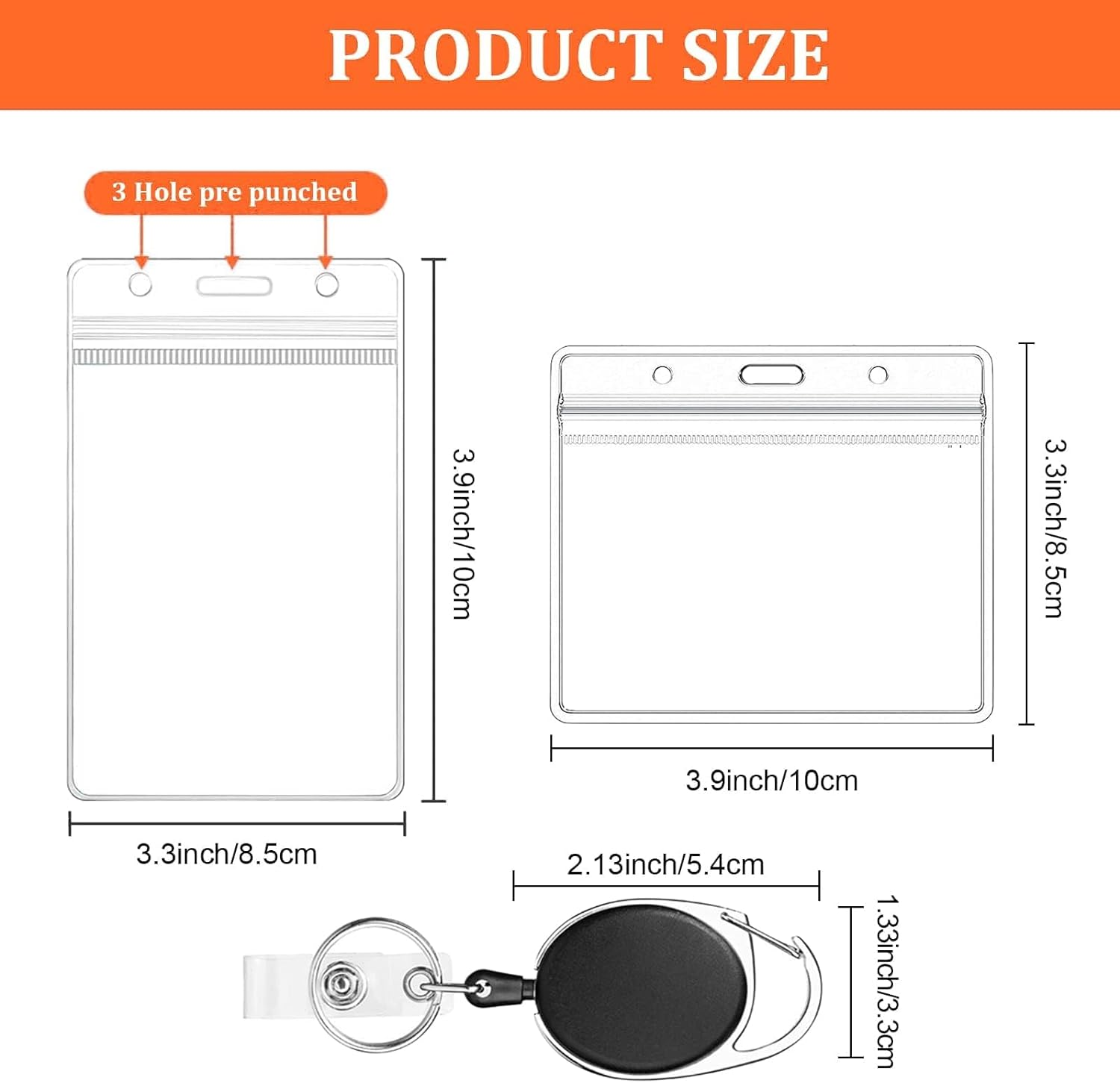 Waterproof Transparent Card Holder, 10 Pcs Clear ID Card Holders with Retractable Keychains, Plastic Badge Holders for Teacher, Student, Nurse, Worker image number 4