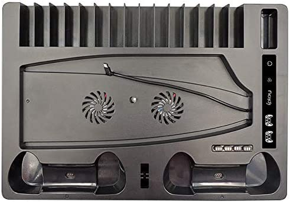 Multifunctional Cooling Dock Stand with Dual Controllers Charging Station for PS5, 3-Level Powerful Cooling Fan Stand with Disc Slot Headphone Hanger (For PS5) image number 2