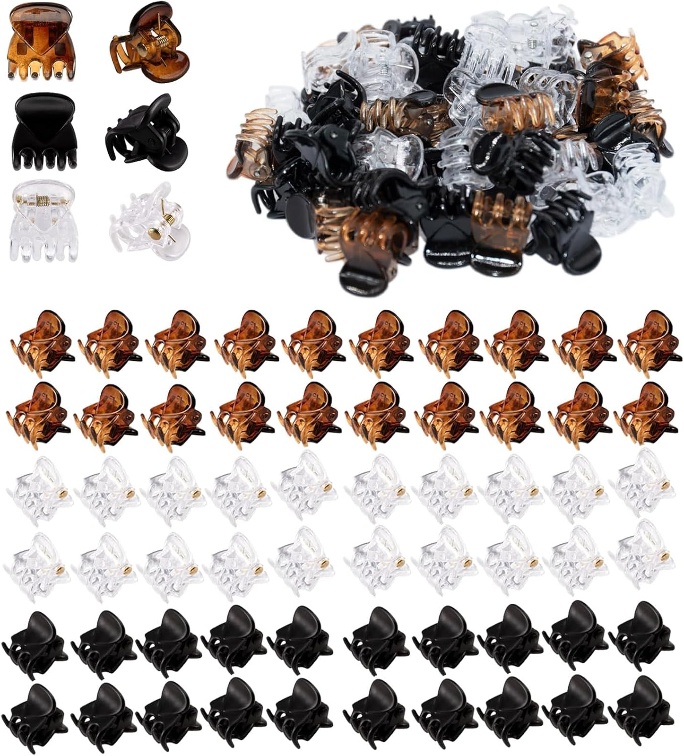 60 Pieces Mini Hair Claws for Girls and Women, Strong Hold, Multifunctional Clamps Tiny Clamps, Durable Plastic, Non-Slip, Stays in Place without Pulling or Hanging image number 1
