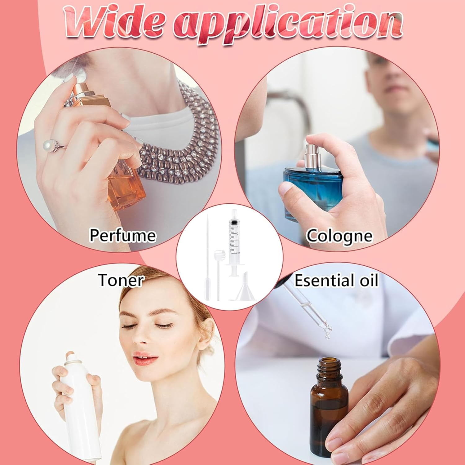 12 PCS Perfume Dispenser Transfer Tool Set,Perfumes Transfer to Empty Small Bottles Tool,Perfume Refill Tool Kit,Include Funnels,Long Nozzle,Syringes,Droppers image number 4