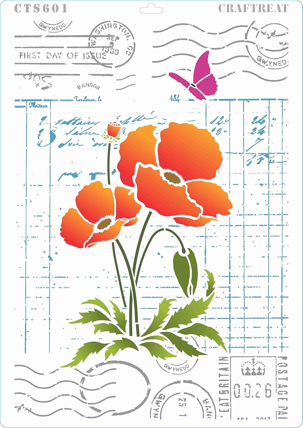Craftreat Home Decor Stencils for Painting on Canvas, Wallart, Notebook, Room Decor and Scrapbooking - 4Pcs Ledger Poppy, Flower Collage, Bird Song Templates Stencils - A4 Size Reuseable Stencils image number 2