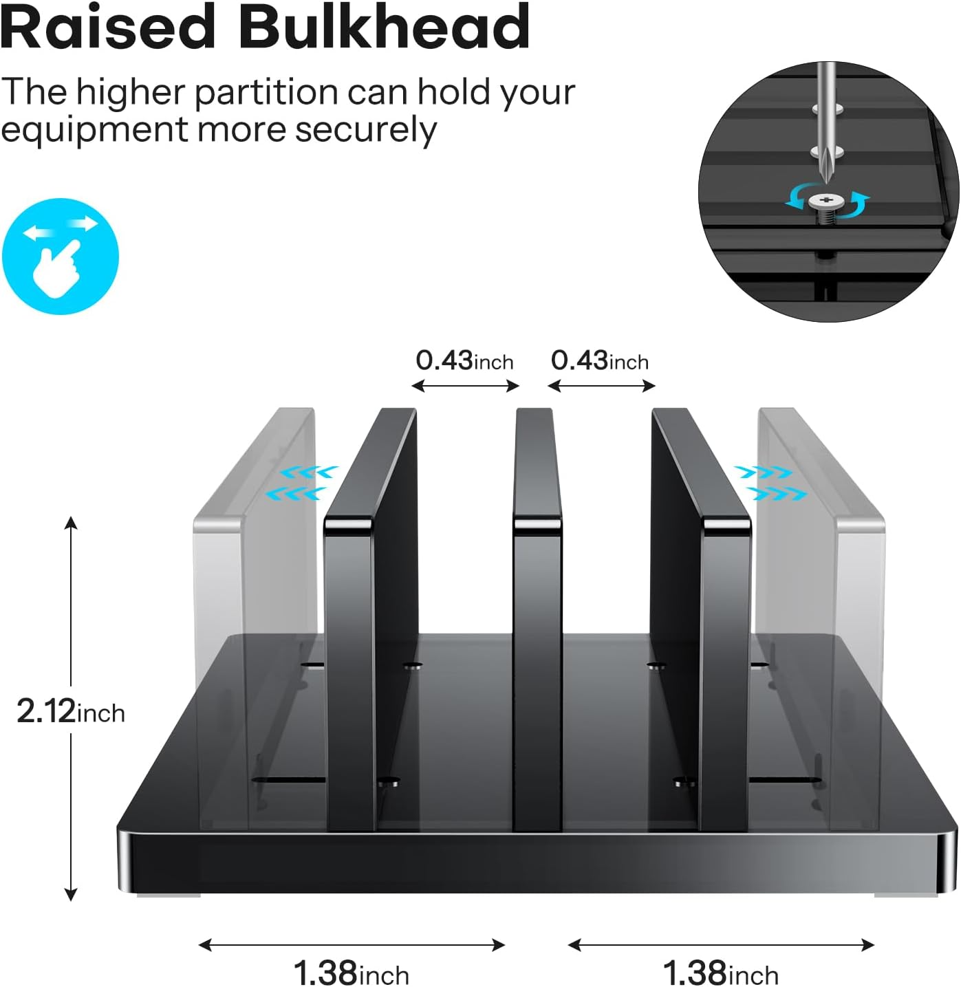 OMOTON Vertical Laptop Stand for Desk, Acrylic Dual Laptop Holder Desktop Clear Adjustable Dock for Macbook Pro Air, HP, All Gaming Laptops up to 17&rdquo;, Black image number 1