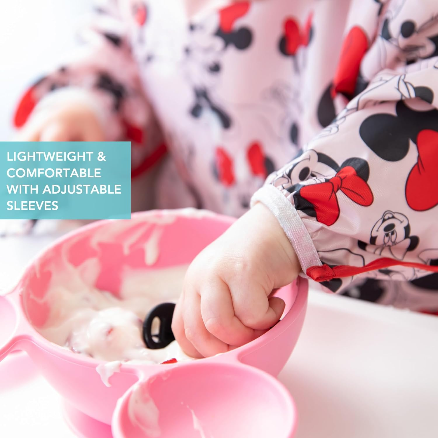 Bumkins Disney Baby Waterproof Sleeved Bib, Minnie Mouse Classic (6-24 Months)