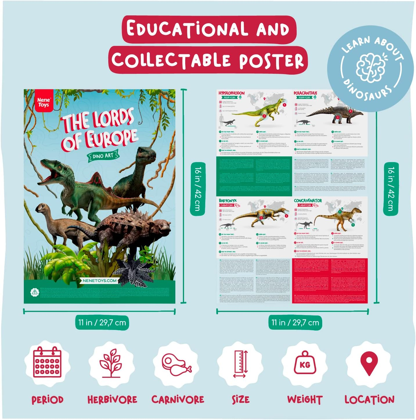 Nene Toys Dinosaur Painting Kit for Kids 3-7 Years [The Lords of Europe] &ndash; Toy for Paint with 4 Dinosaurs, 10 Paints, 2 Brushes, Educational Poster and Playmat &ndash; Art and Craft Game for Pre-Schooler image number 2