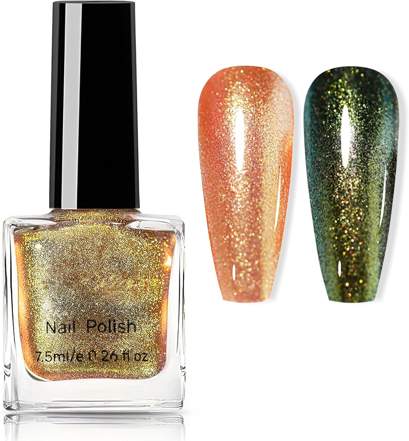 U-Shinein Holographic Nail Polish, Ultra-Pigmented Gel Polish Multichrome Color Changing, Fast Dry & Long-Lasting Glitter Polish Sparkle Shimmer Nail Polish Varnish DIY at Home Salon