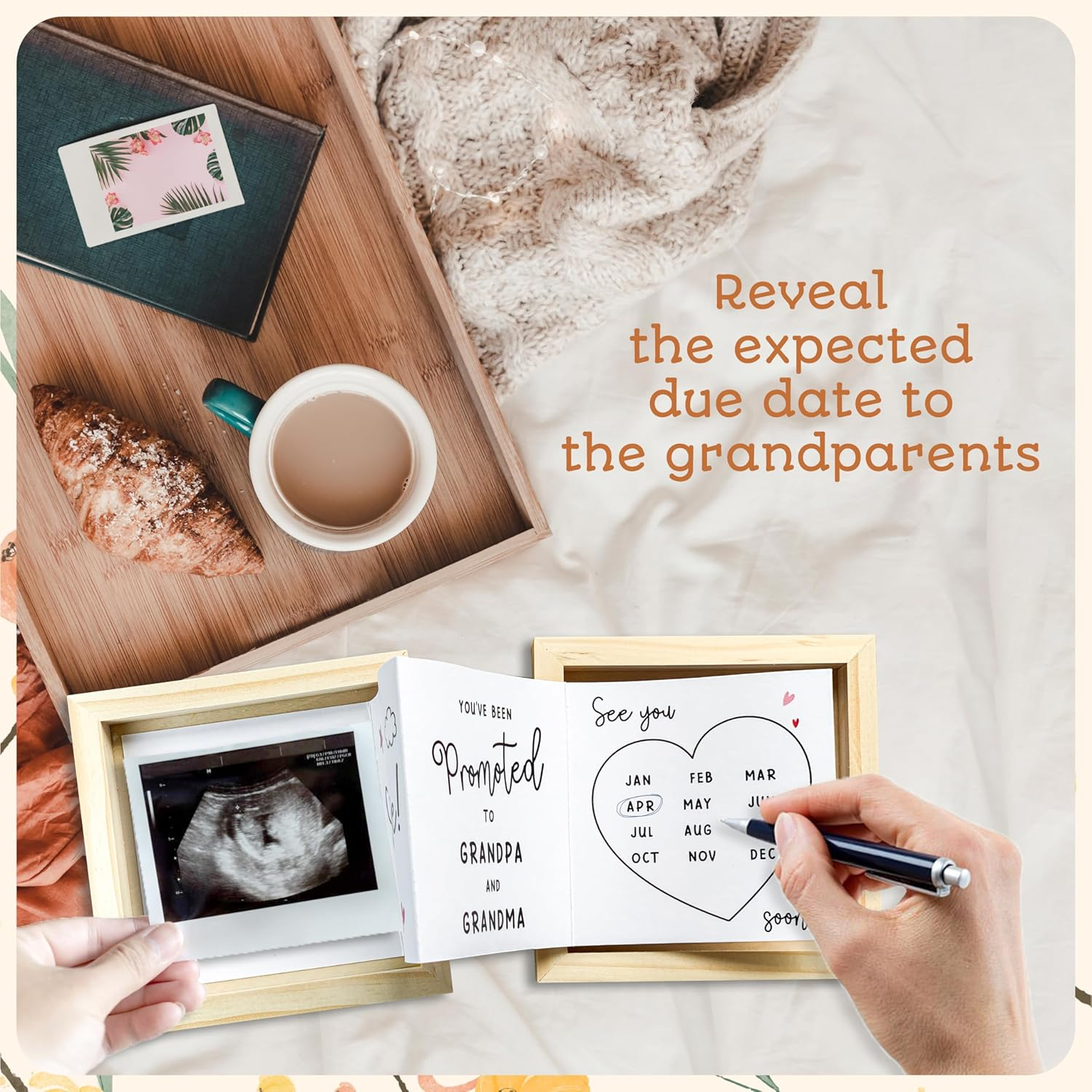 97 Decor Grandparents Baby Announcement Gift - Pregnancy Reveal Ideas, New Baby Surprise, Sonogram Picture Wooden Keepsake Box image number 2