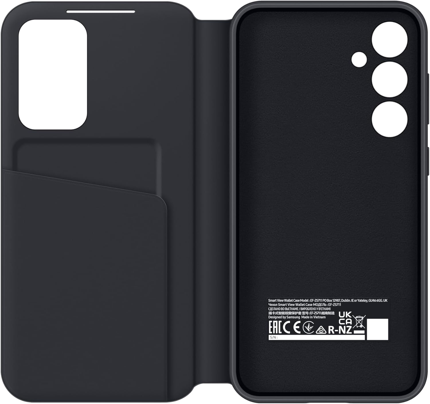 SAMSUNG Galaxy S23 FE S-View Wallet Phone Case, Protective Cover with Card Holder Slot, Finger Tap Display Window, US Version, EF-ZS711CBEGUS, Black image number 5